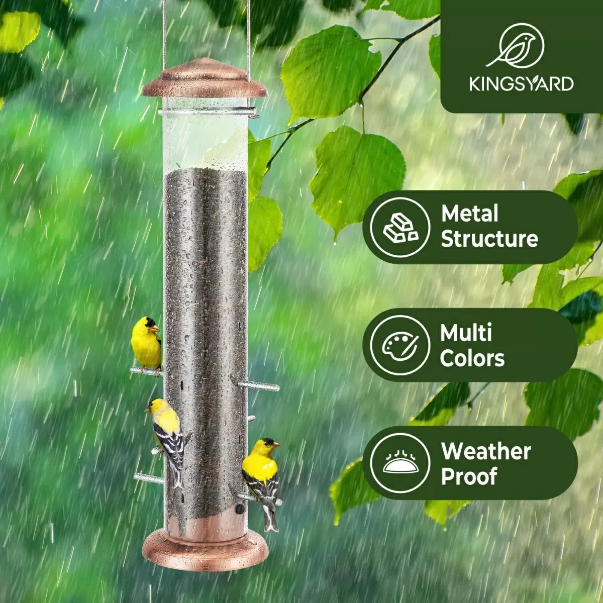 Antique Copper Kingsyard Metal Thistle Tube Bird Feeder 6