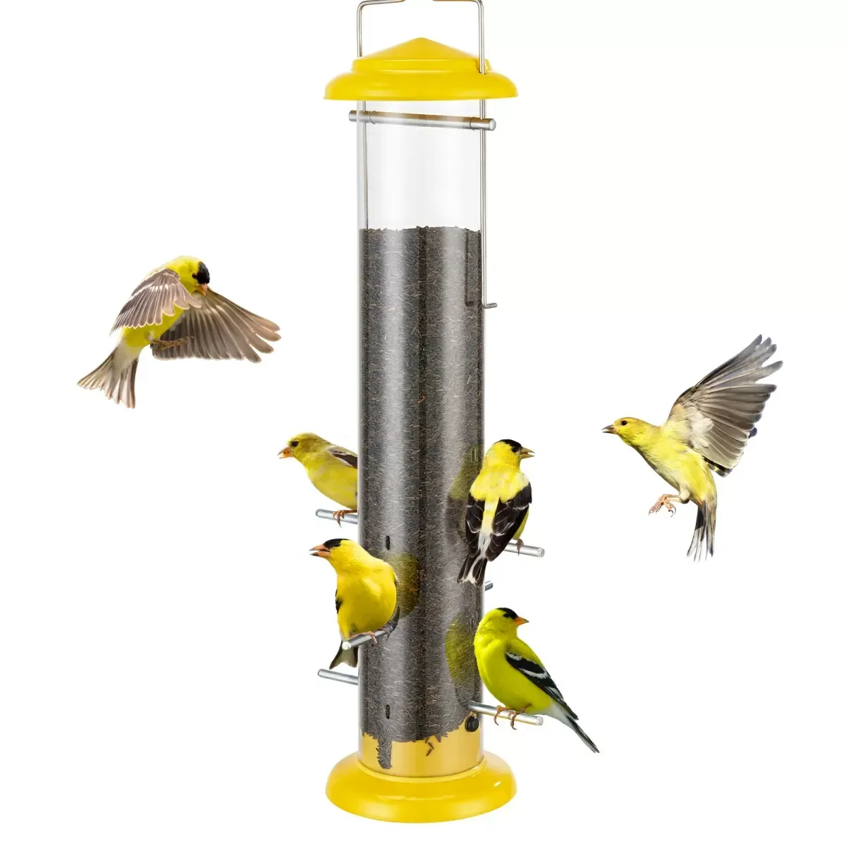 Yellow Kingsyard Metal Thistle Tube Bird Feeder 2
