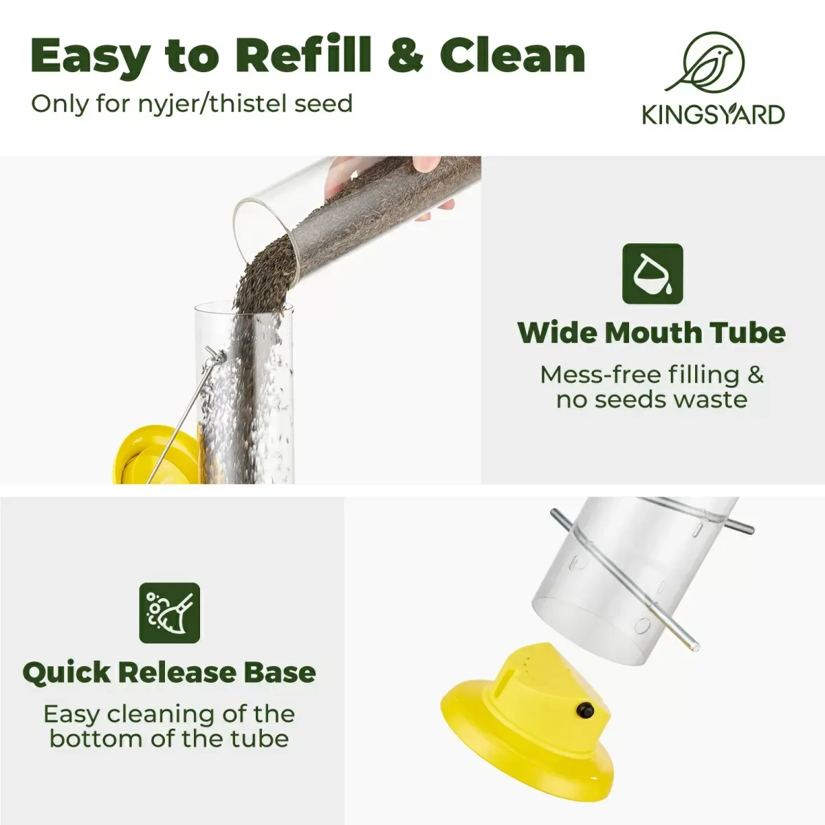 Yellow Kingsyard Metal Thistle Tube Bird Feeder 4