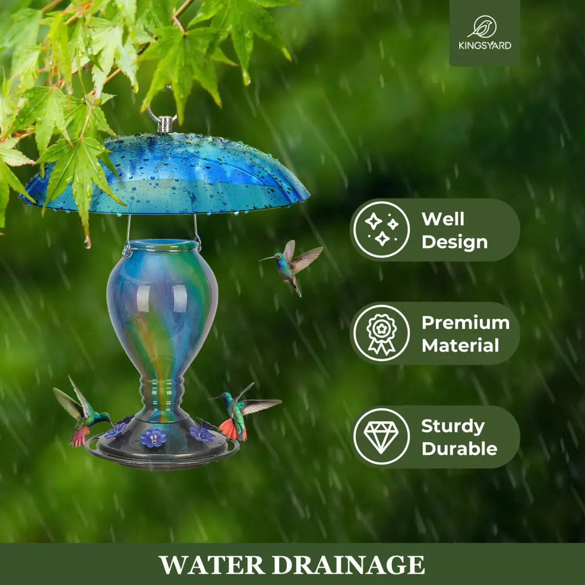 Blue Kingsyard Squirrel & Weather Guard Dome for Hanging Bird Feeders 3