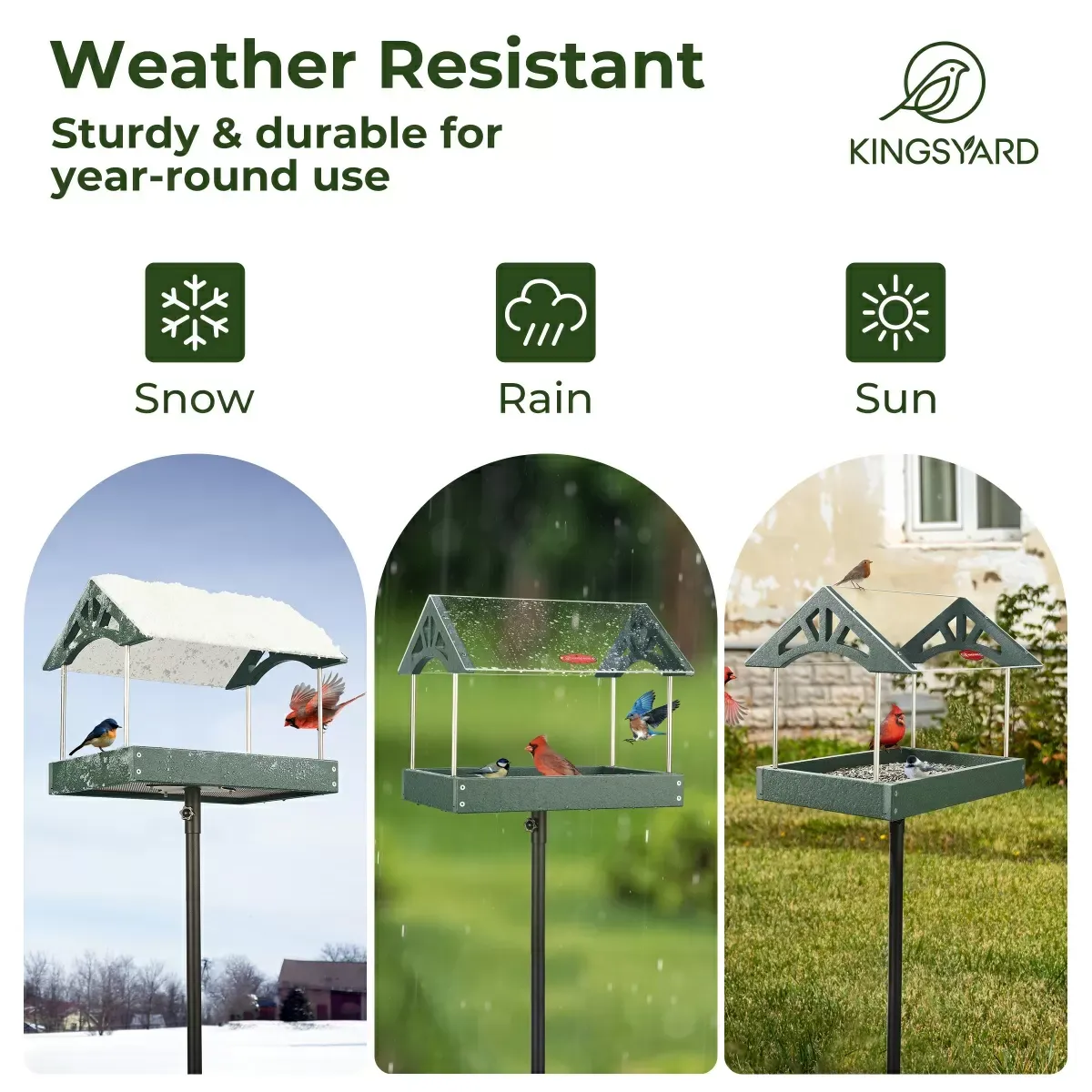 Kingsyard Recycled Plastic Wild Bird Feeders with Adjustable Height Pole Kit 5
