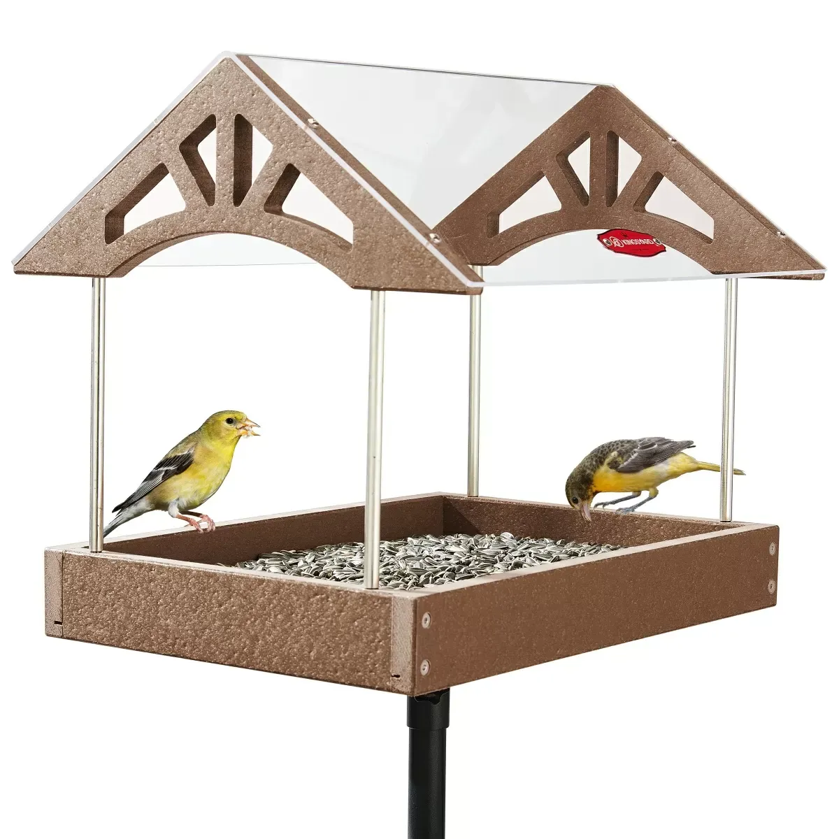 Brown Kingsyard Recycled Plastic Wild Bird Feeders with Adjustable Height Pole Kit 2