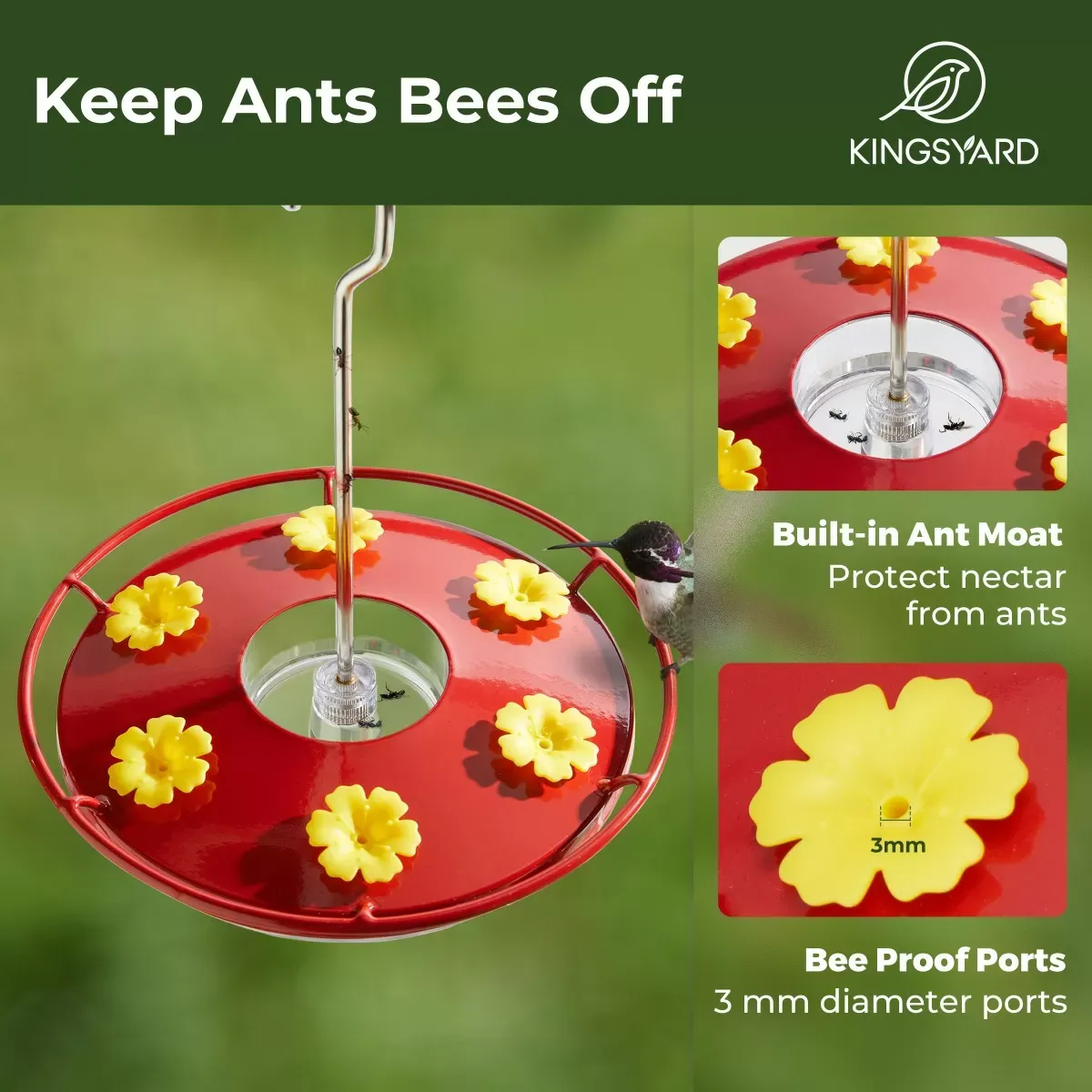 Red Kingsyard 12oz Tray Hummingbird Feeder With Ant Moat 6 Red Kingsyard 12oz Tray Hummingbird Feeder With Ant Moat 6