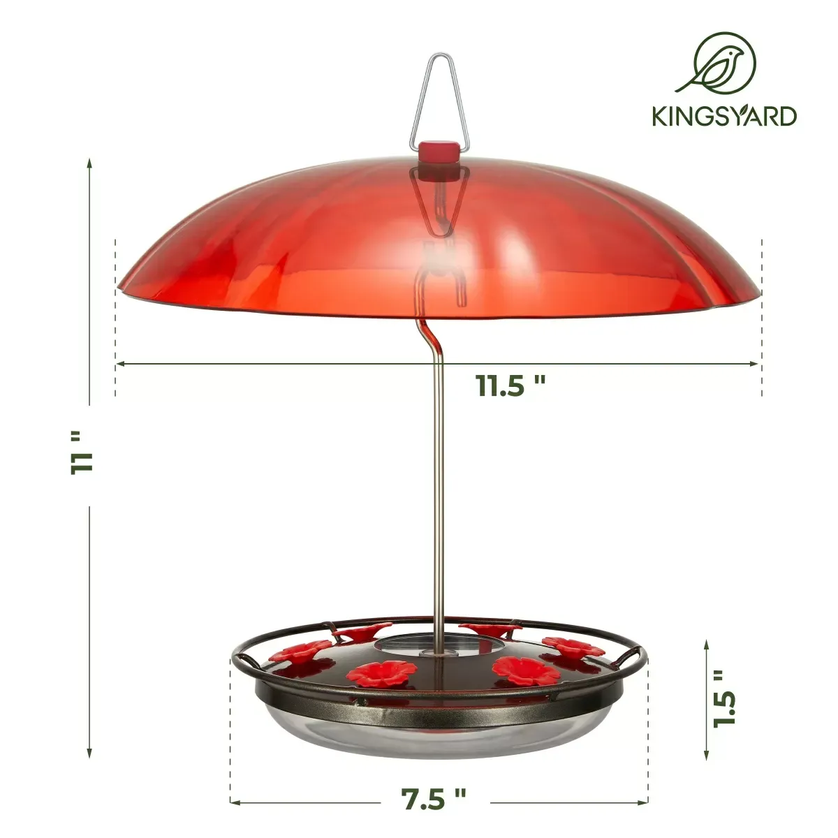 Black Kingsyard 12oz Tray Hummingbird Feeder with Weatherproof Dome & Ant Moat 3