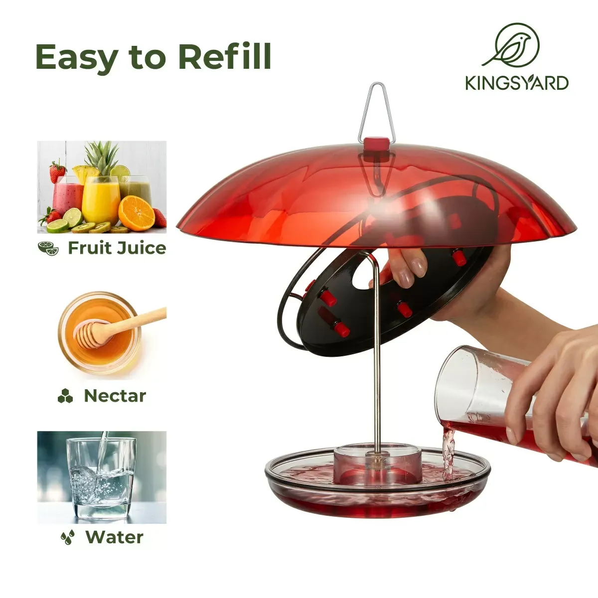 Black Kingsyard 12oz Tray Hummingbird Feeder with Weatherproof Dome & Ant Moat 5