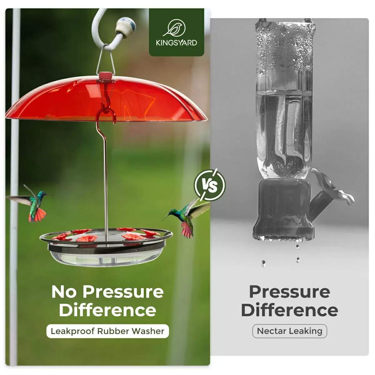 Black Kingsyard 12oz Tray Hummingbird Feeder with Weatherproof Dome & Ant Moat 8