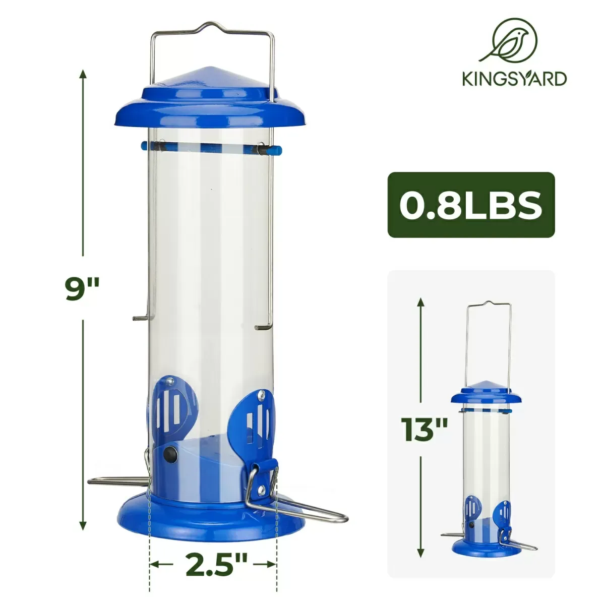 Blue Kingsyard Extra Sturdy Tube Bluebird Mealworm Feeder 3