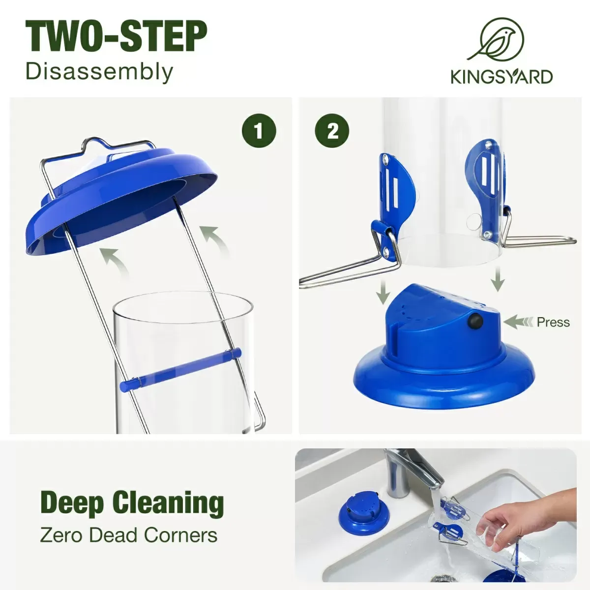 Blue Kingsyard Extra Sturdy Tube Bluebird Mealworm Feeder 5