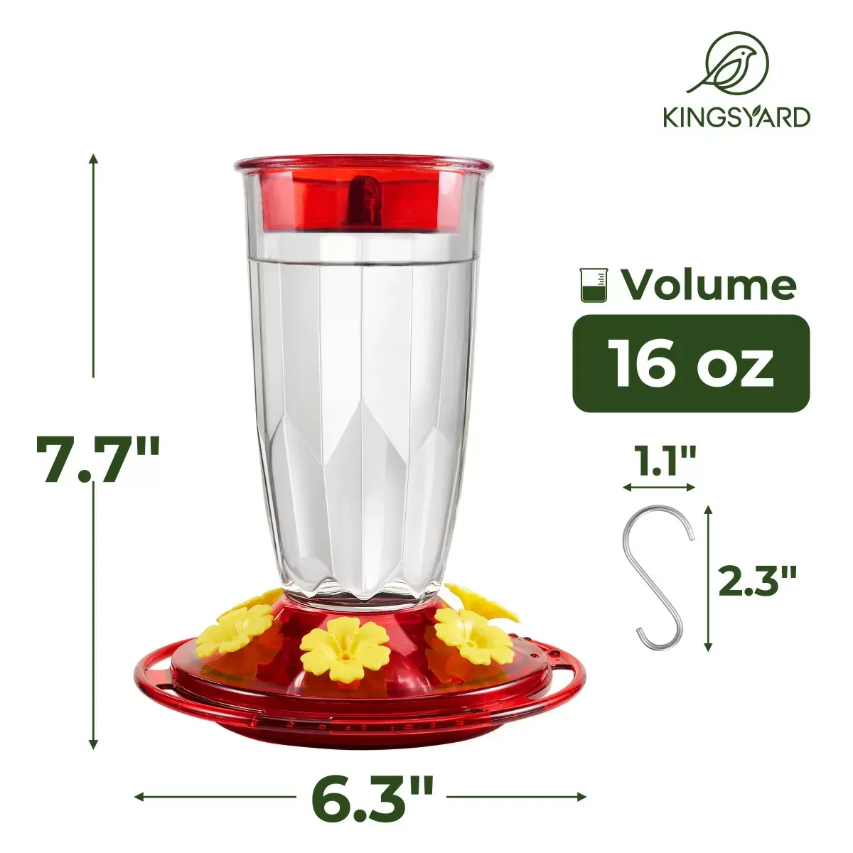 Kingsyard 16oz Plastic Hummingbird Feeder with Bee & Ant Proof 3
