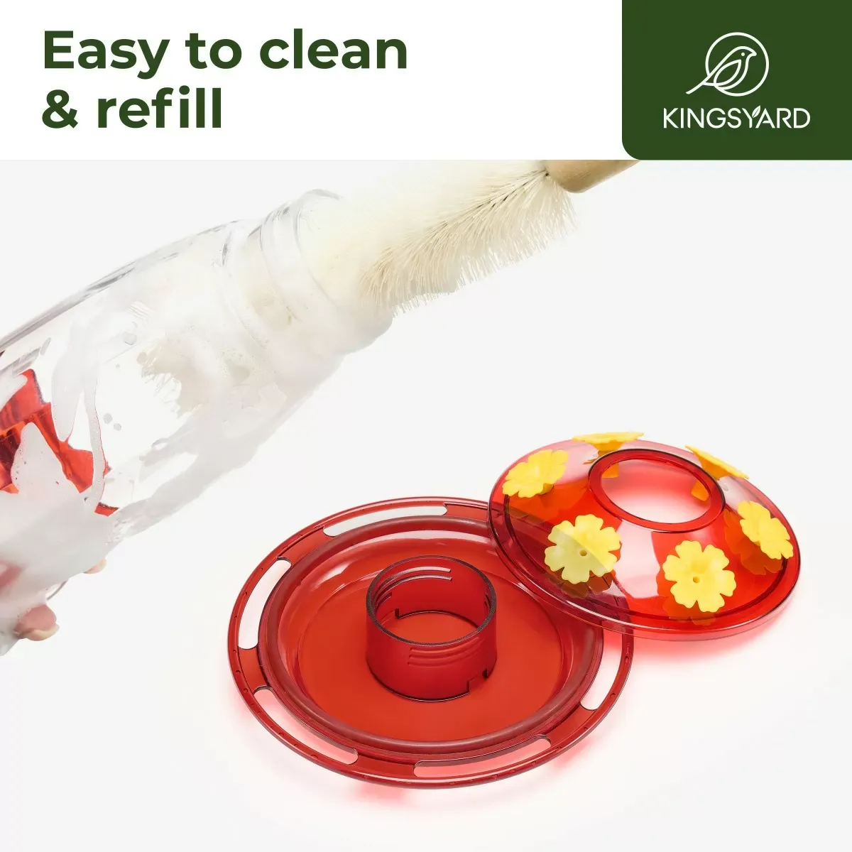 Kingsyard 16oz Plastic Hummingbird Feeder with Bee & Ant Proof 5