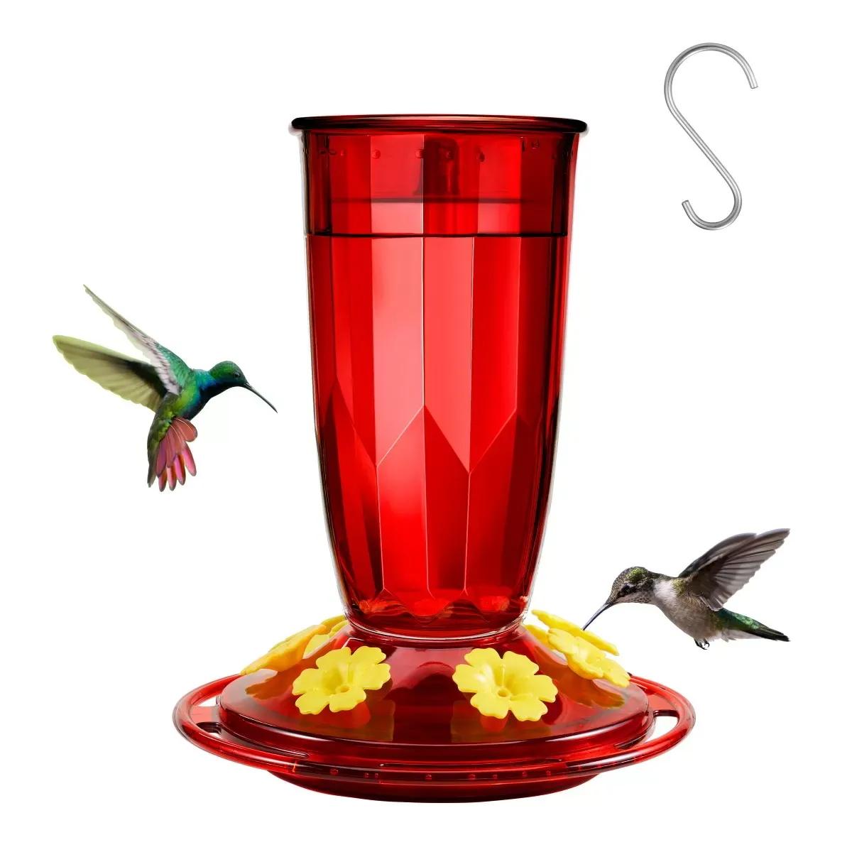 Red Kingsyard 16oz Plastic Hummingbird Feeder with Bee & Ant Proof 2