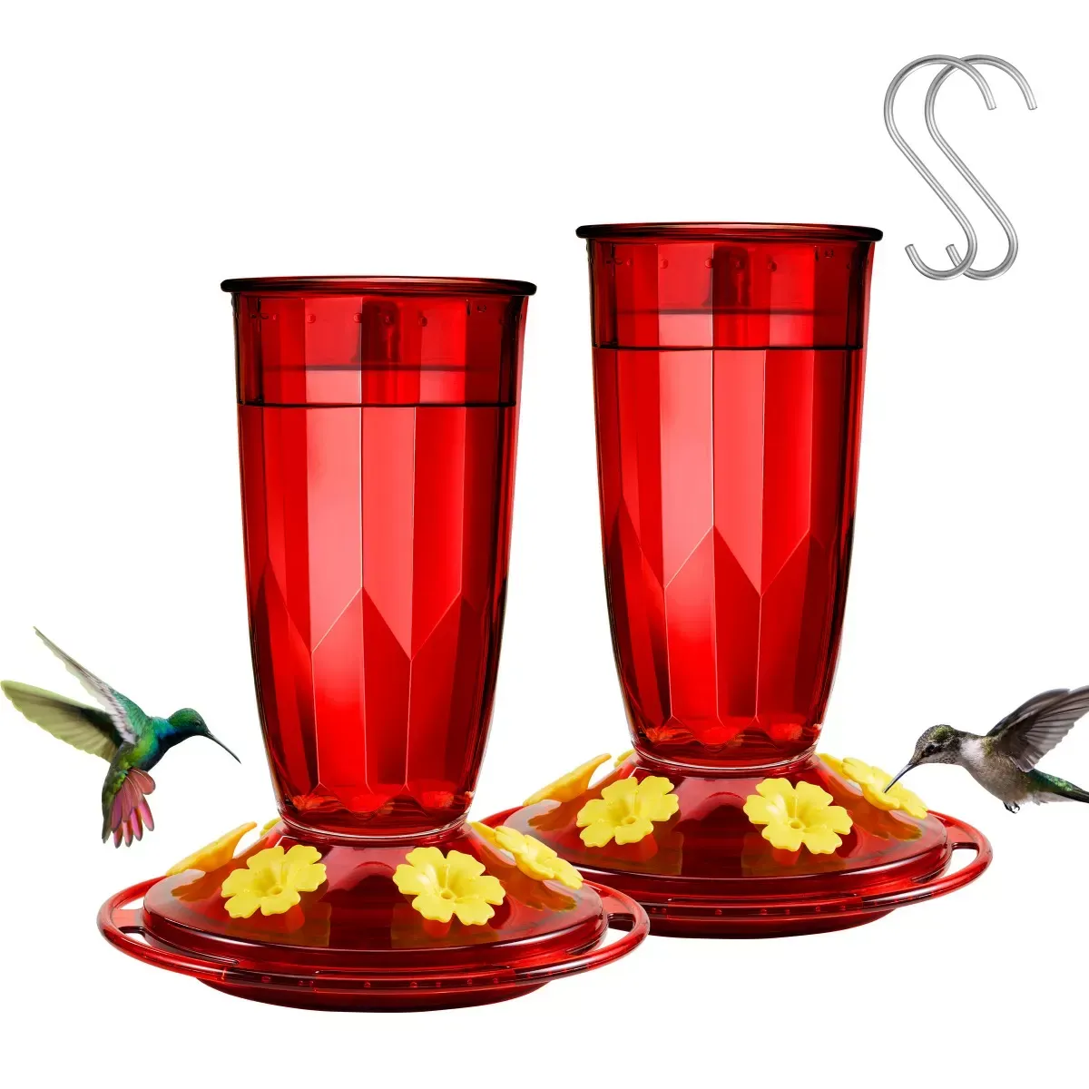 Red Kingsyard 16oz Plastic Hummingbird Feeder with Bee & Ant Proof 2 Red Kingsyard 16oz Plastic Hummingbird Feeder with Bee & Ant Proof 2