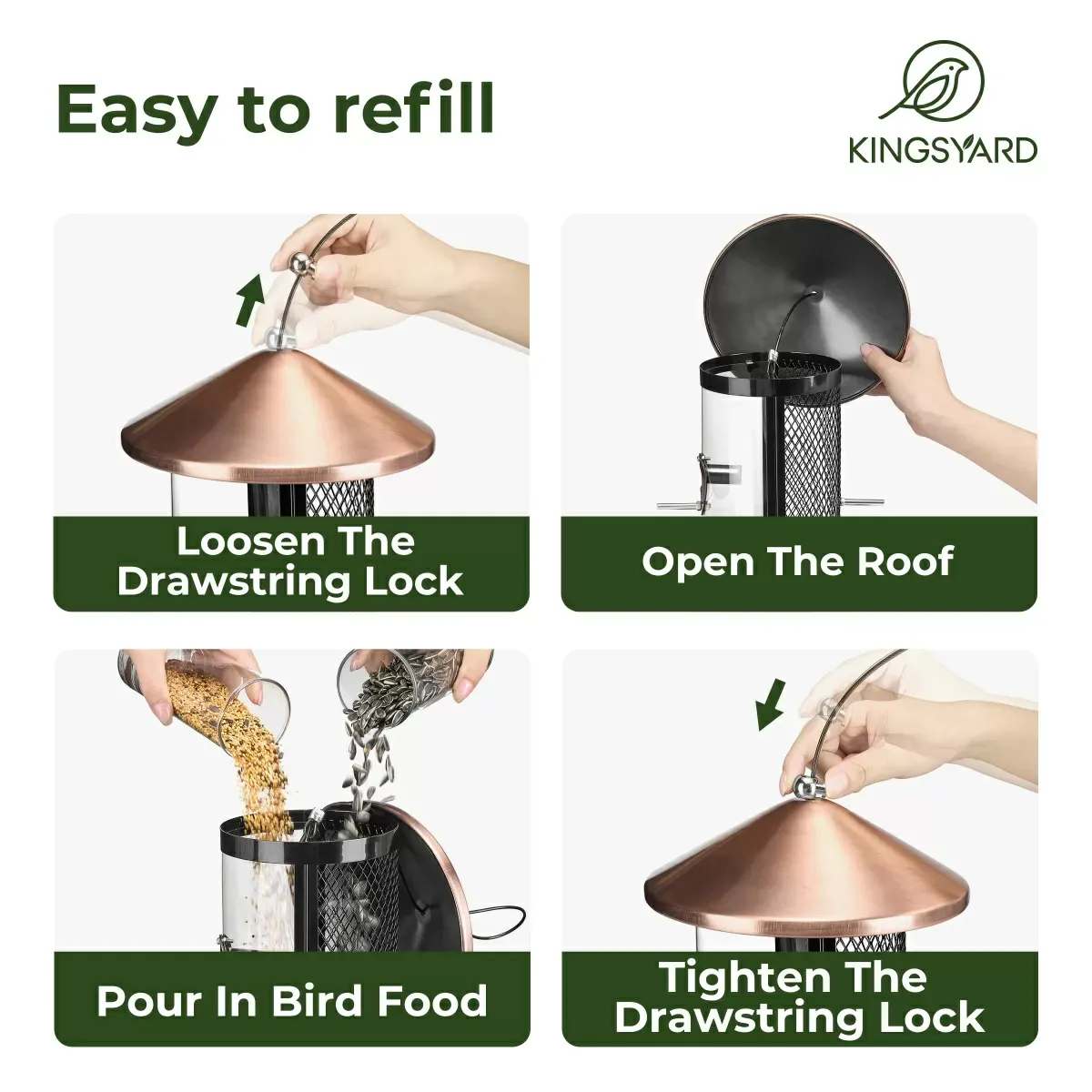 Kingsyard Dual Chamber Chew-Proof Metal Bird Feeder 5 Kingsyard Dual Chamber Chew-Proof Metal Bird Feeder 5