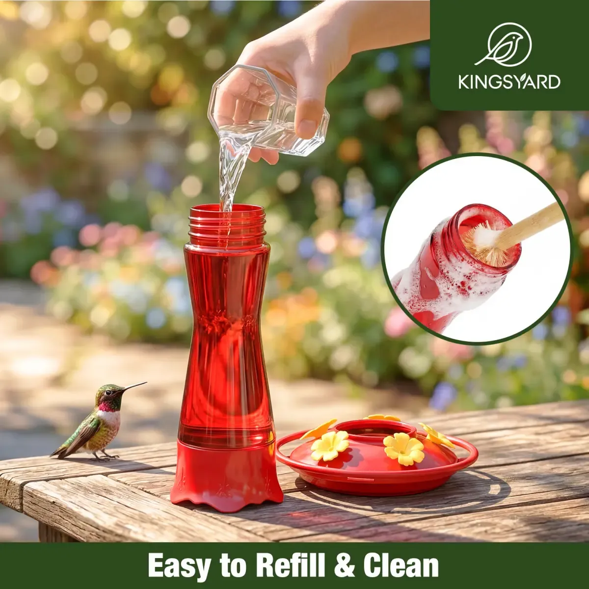 Red Kingsyard 10oz Glass Hummingbird Feeder with Bee Proof & Ant Moat 6 Red Kingsyard 10oz Glass Hummingbird Feeder with Bee Proof & Ant Moat 6