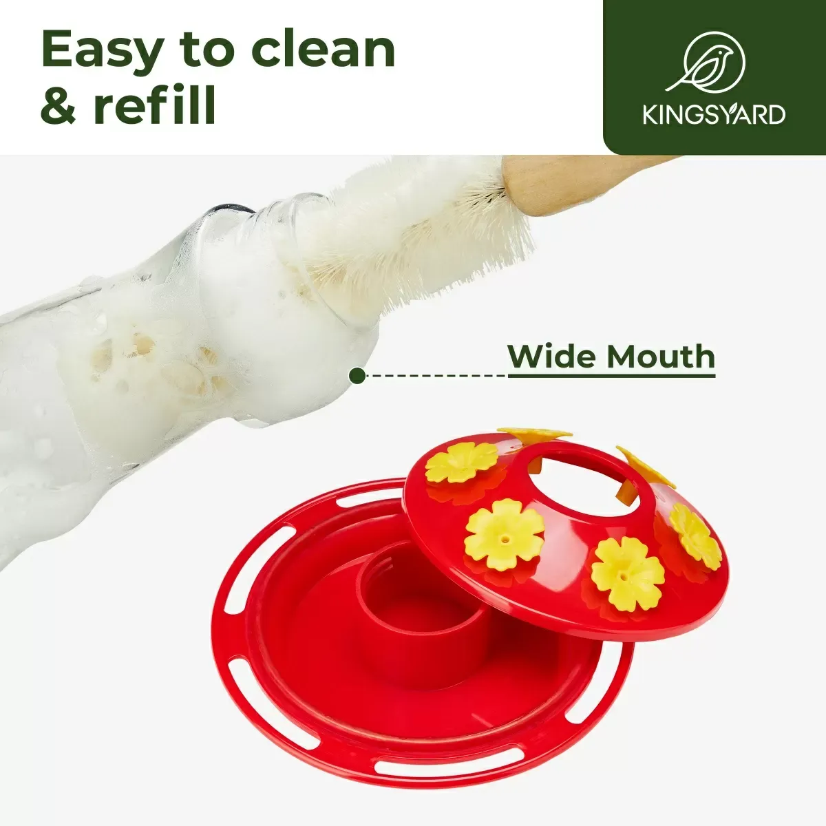 Updated Red Kingsyard 14oz Glass Hummingbird Feeder with Bee Proof & Ant Moat 4