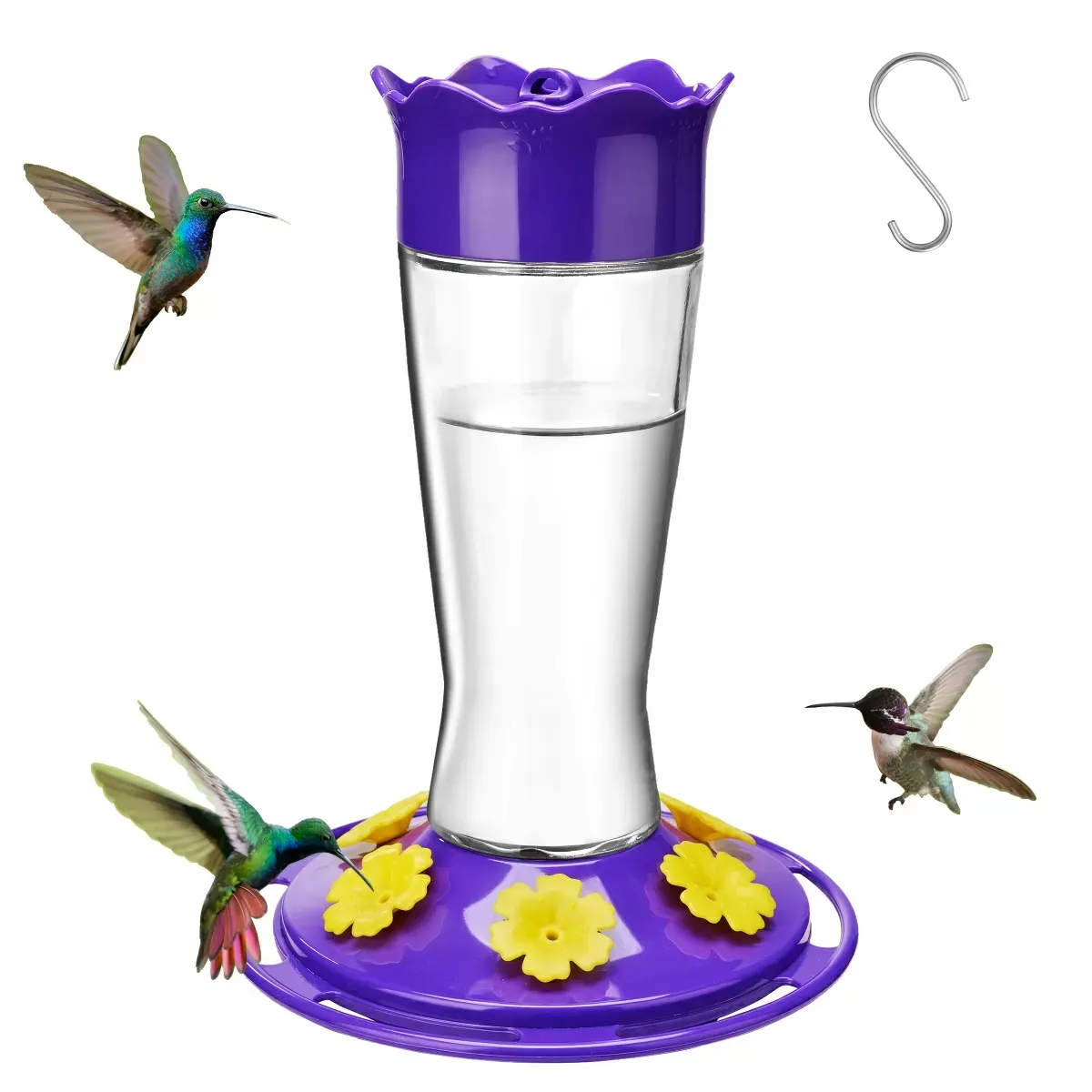 Updated Purple Kingsyard 14oz Glass Hummingbird Feeder with Bee Proof & Ant Moat 2