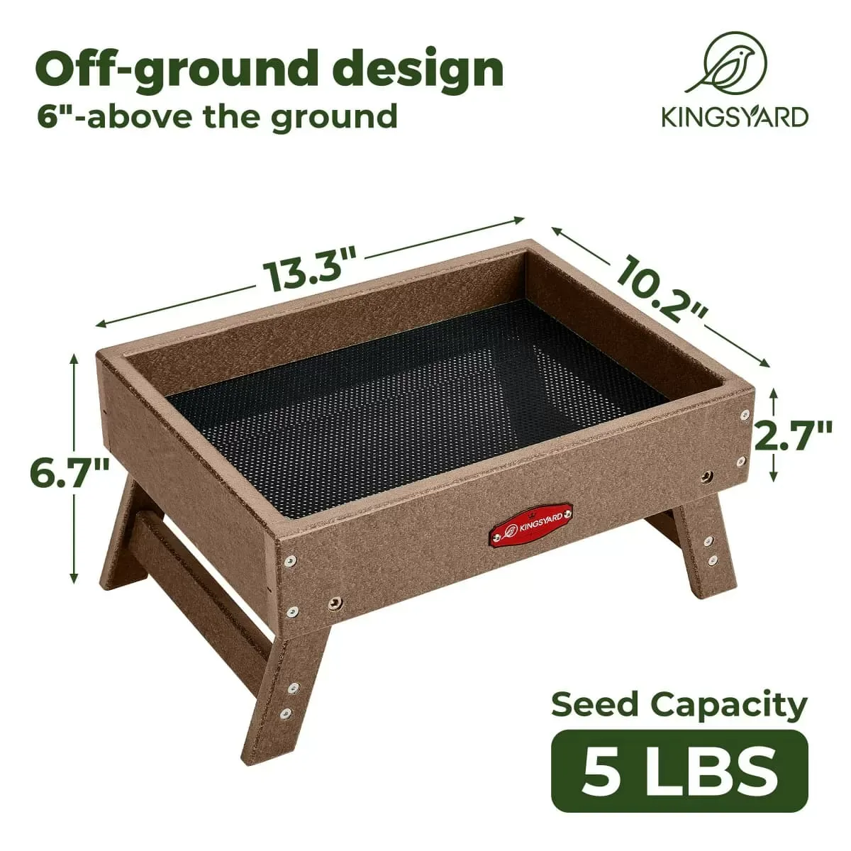 Brown Kingsyard Recycled Plastic Ground Feeder For Birds and Chickens 3