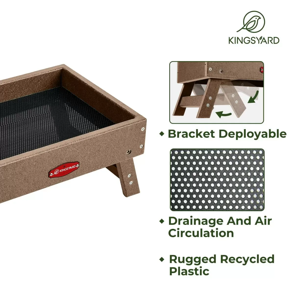 Brown Kingsyard Recycled Plastic Ground Feeder For Birds and Chickens 4