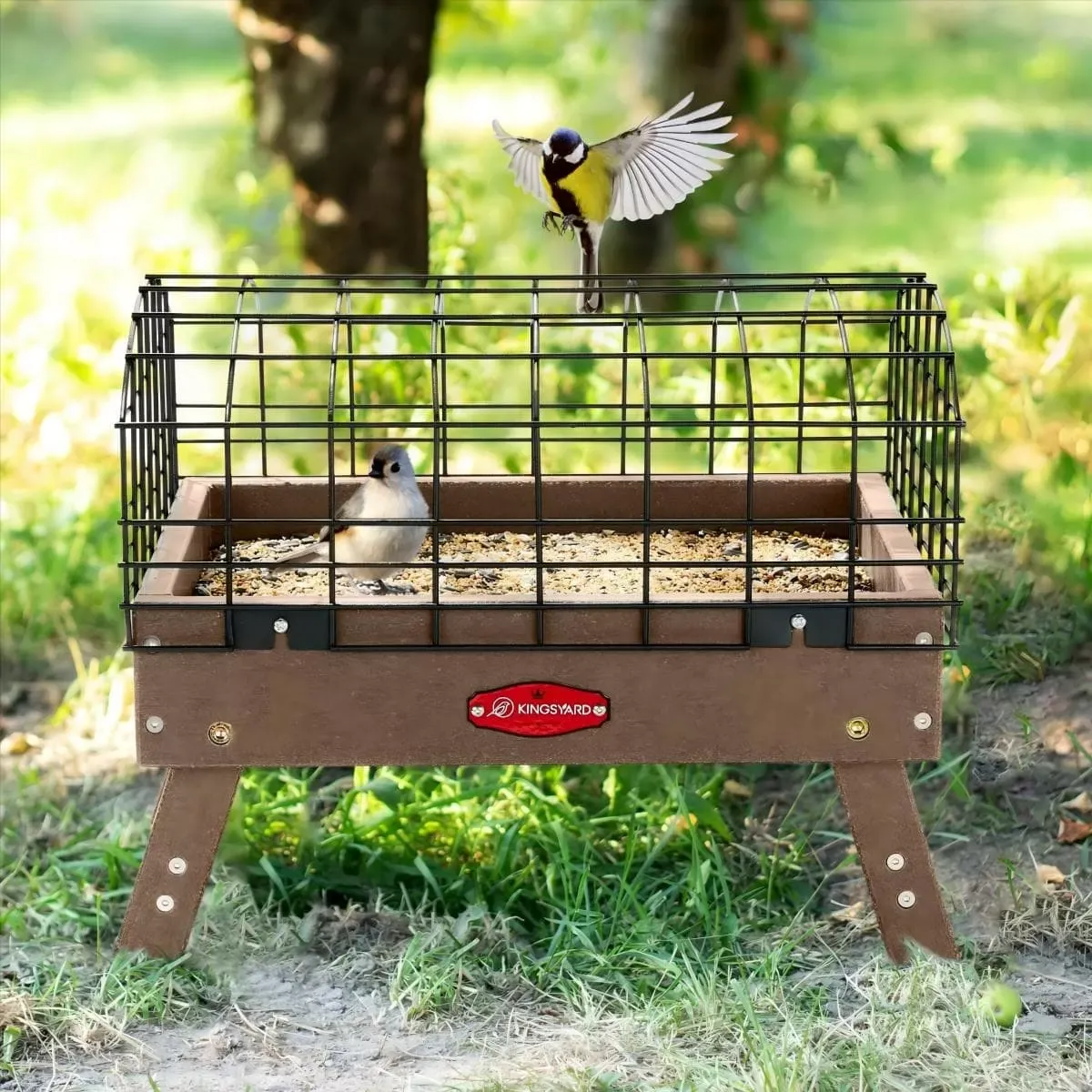 Brown Kingsyard Squirrel Proof Caged Ground Bird Feeder 1 Brown Kingsyard Squirrel Proof Caged Ground Bird Feeder 1