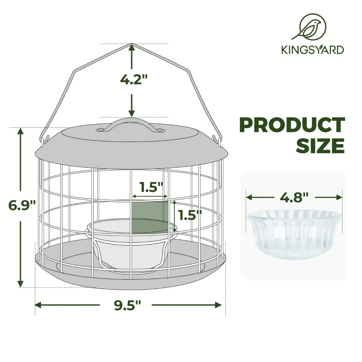 Dark Green Kingsyard Metal Caged Squirrel Proof Bluebird Feeders 3