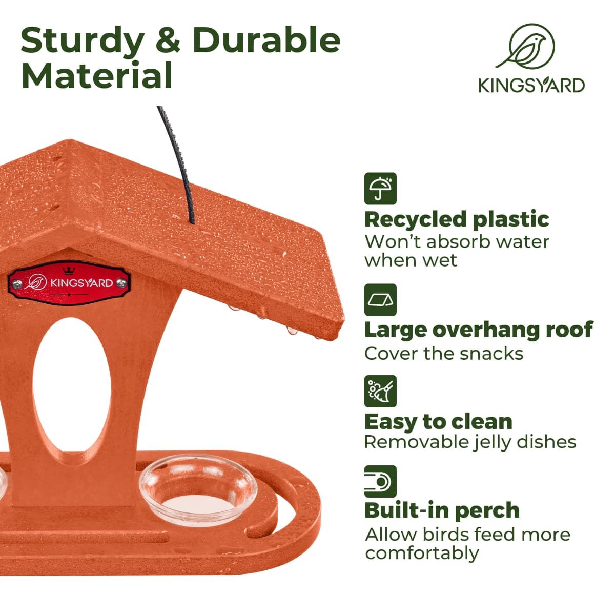 Orange for Oriole Kingsyard Recycled Plastic Bird Feeder 4