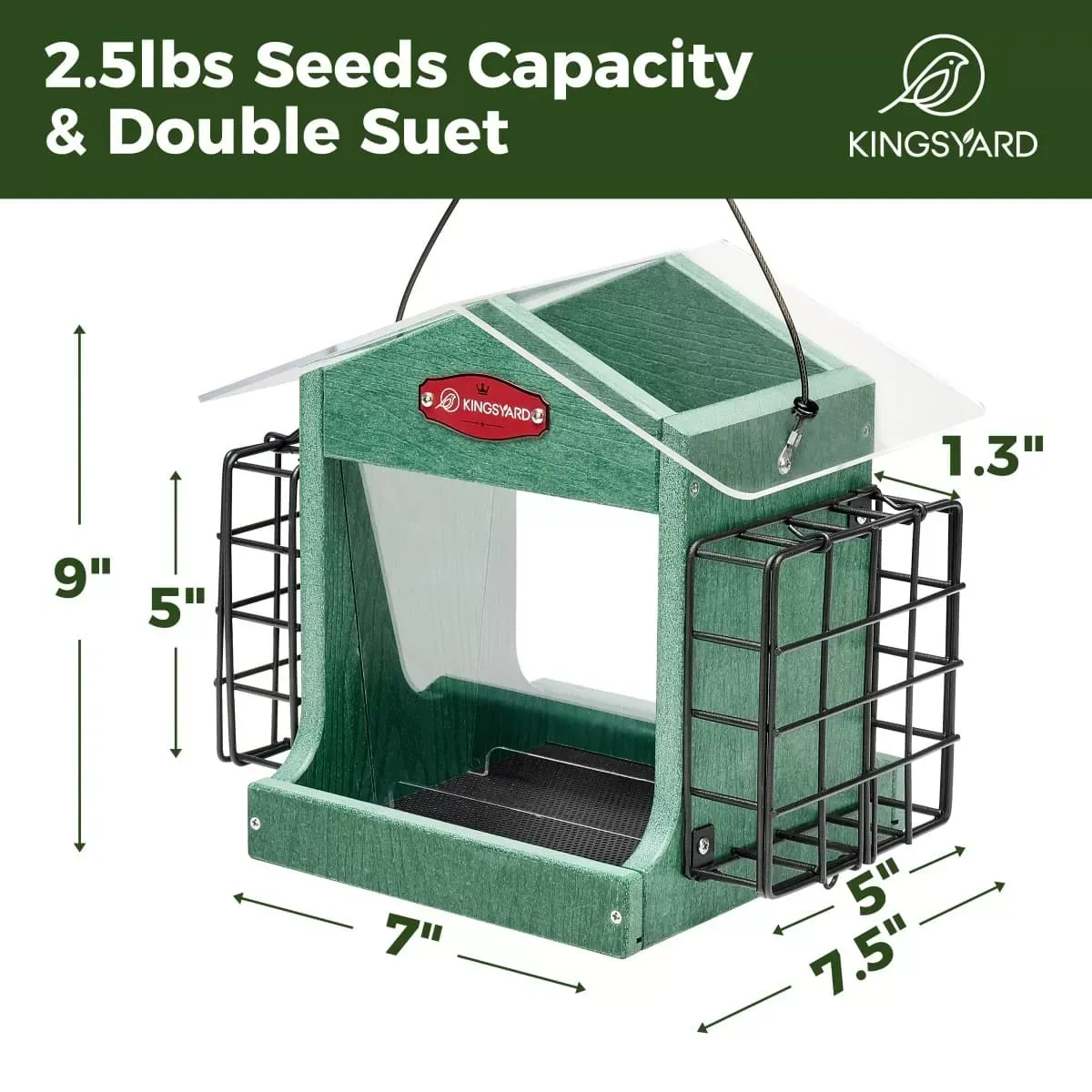 Green Kingsyard Recycled Plastic Double Suet Wild Bird Feeder 3