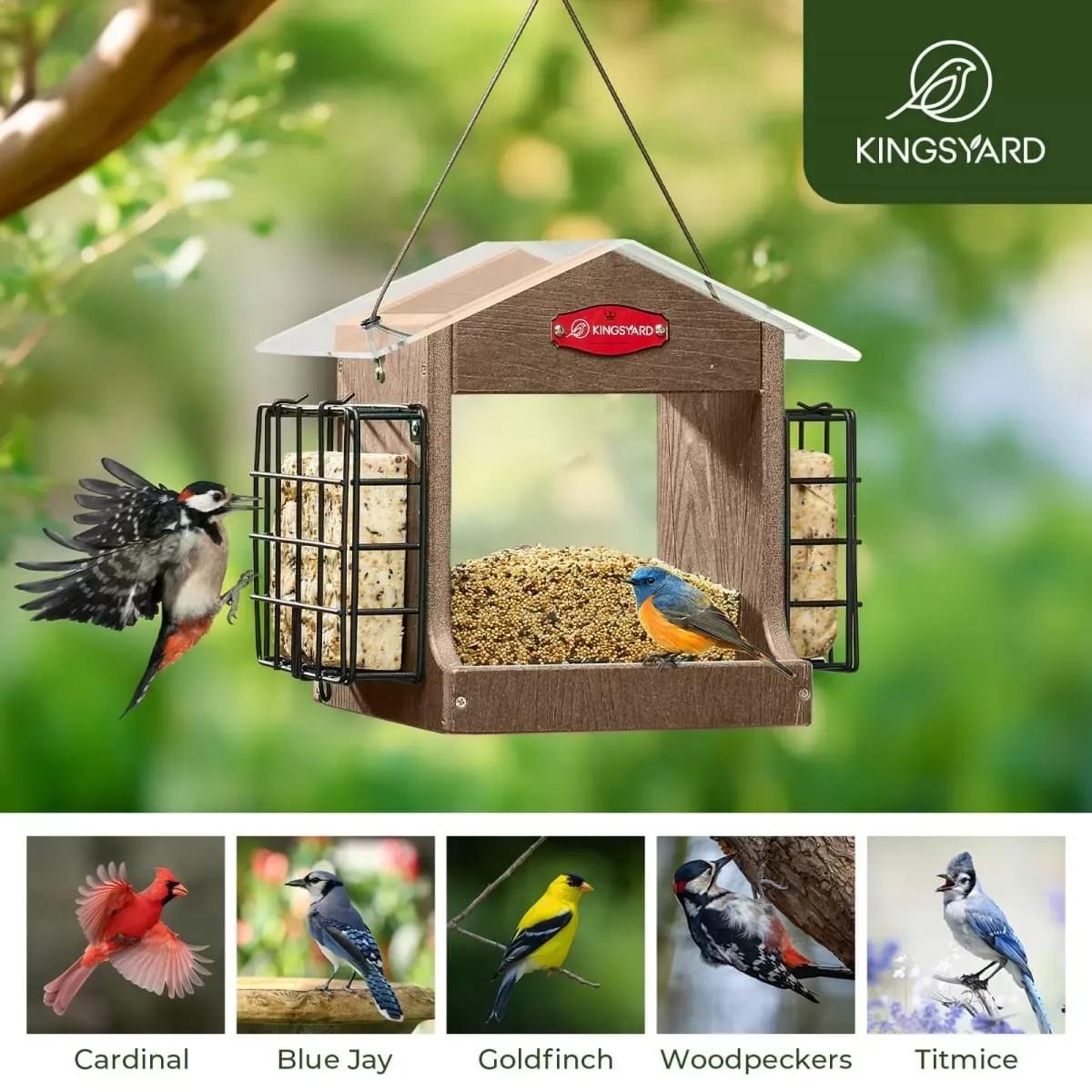 Brown Kingsyard Recycled Plastic Double Suet Wild Bird Feeder 7