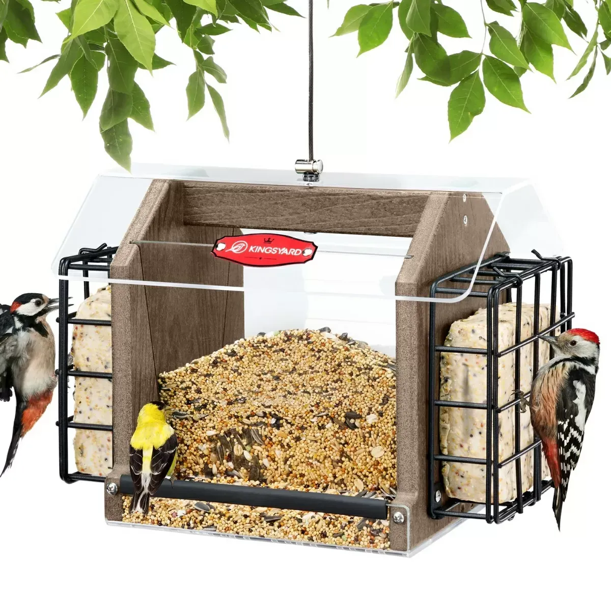 Brown Kingsyard Weatherproof Double Suet Hopper Bird Feeder 2
