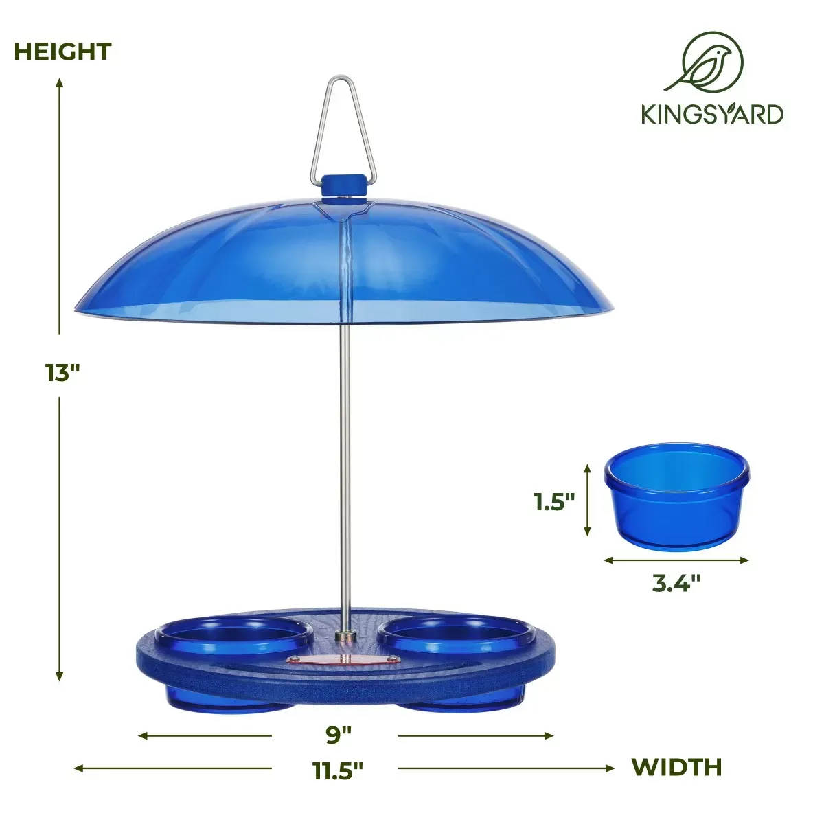 Blue Kingsyard Recycled Plastic Platform Bird Feeder with Dome Top 3