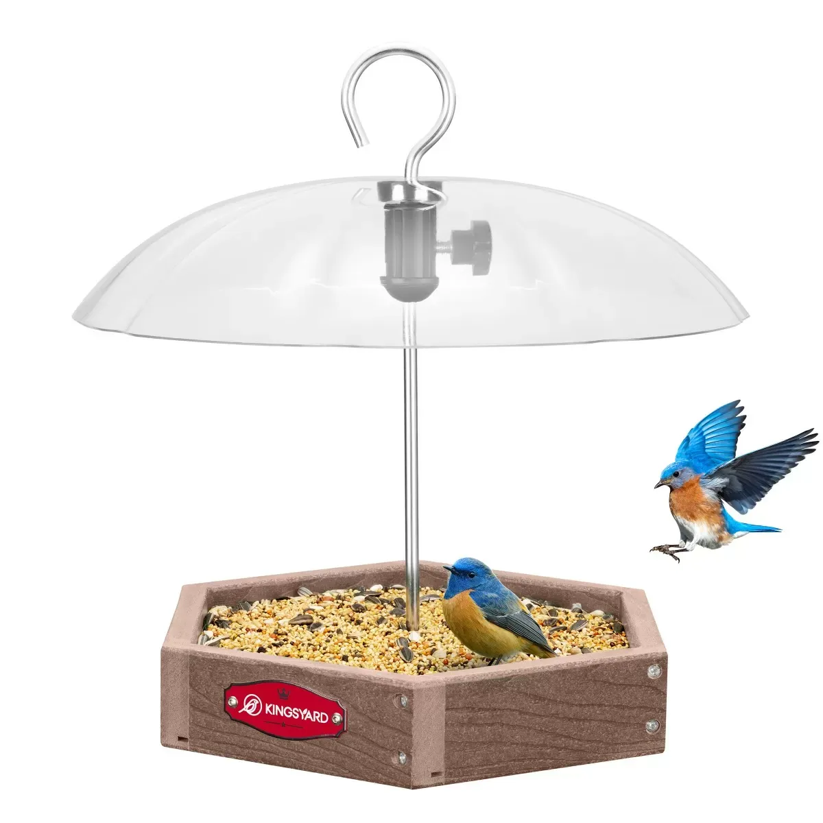 Brown Kingsyard Recycled Plastic Platform Bird Feeder with Adjustable Dome 2 Brown Kingsyard Recycled Plastic Platform Bird Feeder with Adjustable Dome 2