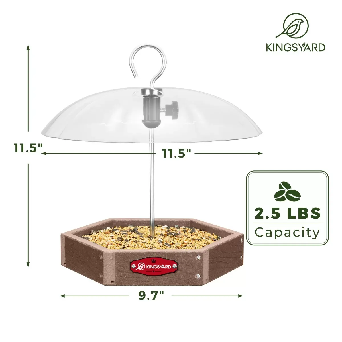 Brown Kingsyard Recycled Plastic Platform Bird Feeder with Adjustable Dome 3 Brown Kingsyard Recycled Plastic Platform Bird Feeder with Adjustable Dome 3