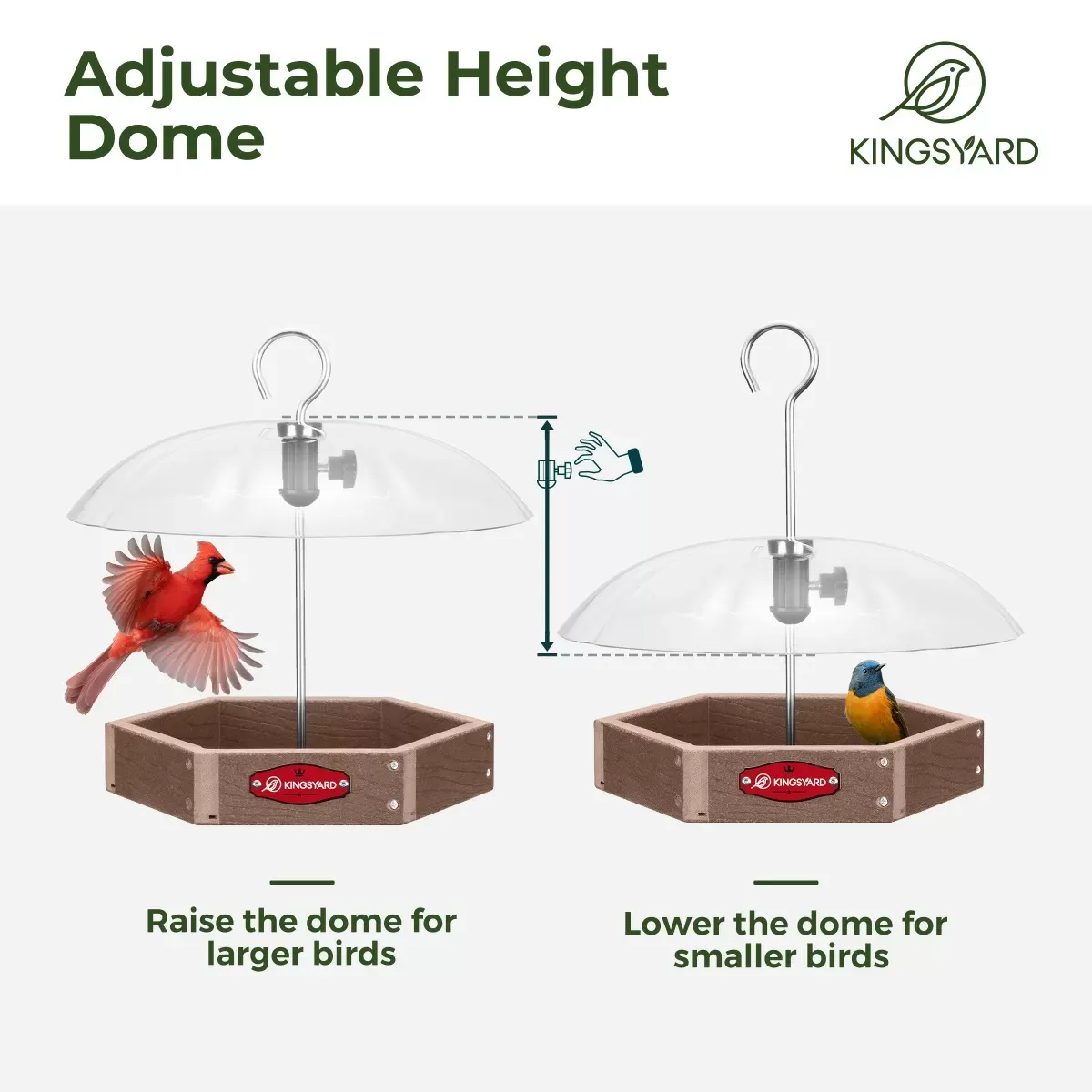 Brown Kingsyard Recycled Plastic Platform Bird Feeder with Adjustable Dome 4 Brown Kingsyard Recycled Plastic Platform Bird Feeder with Adjustable Dome 4