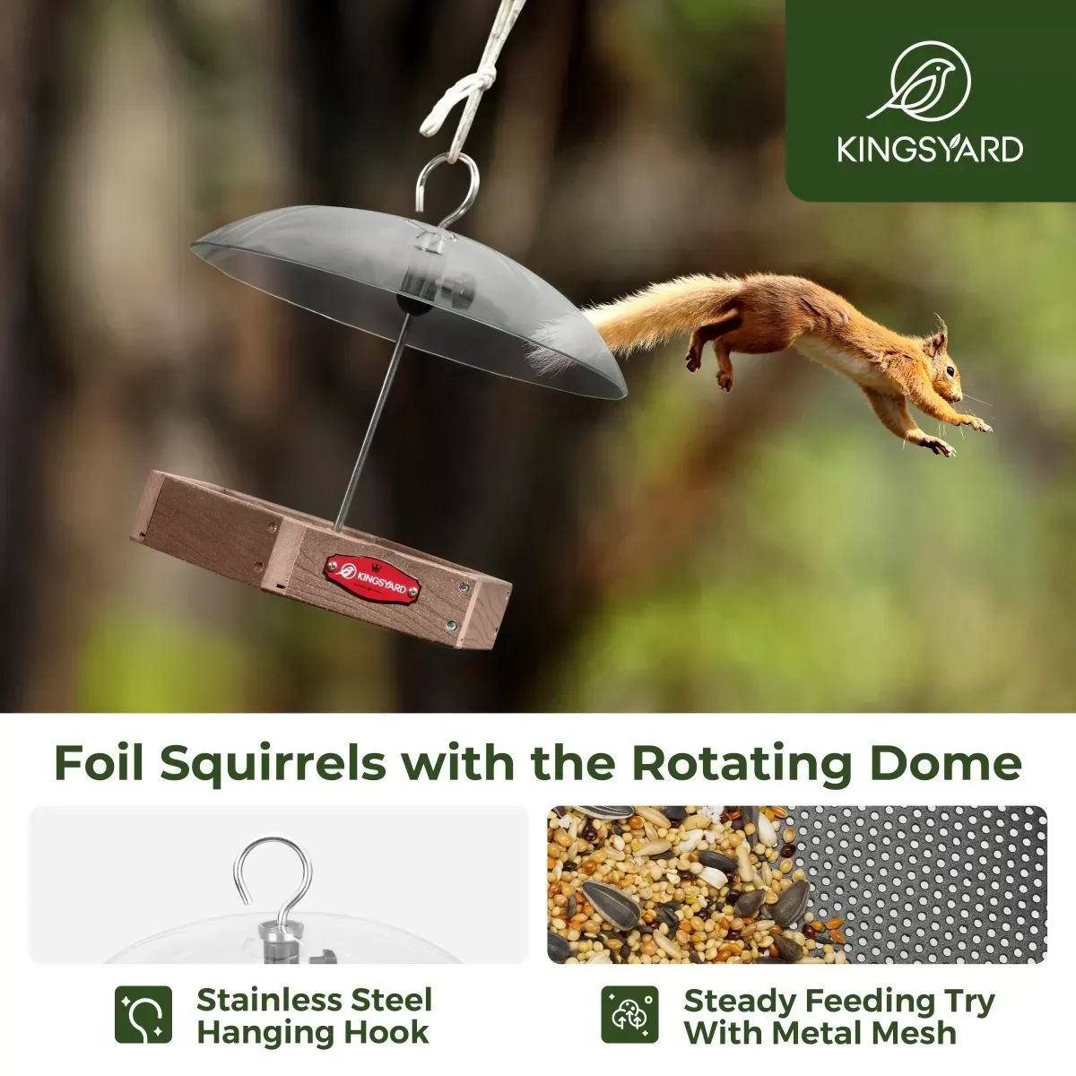 Brown Kingsyard Recycled Plastic Platform Bird Feeder with Adjustable Dome 5 Brown Kingsyard Recycled Plastic Platform Bird Feeder with Adjustable Dome 5