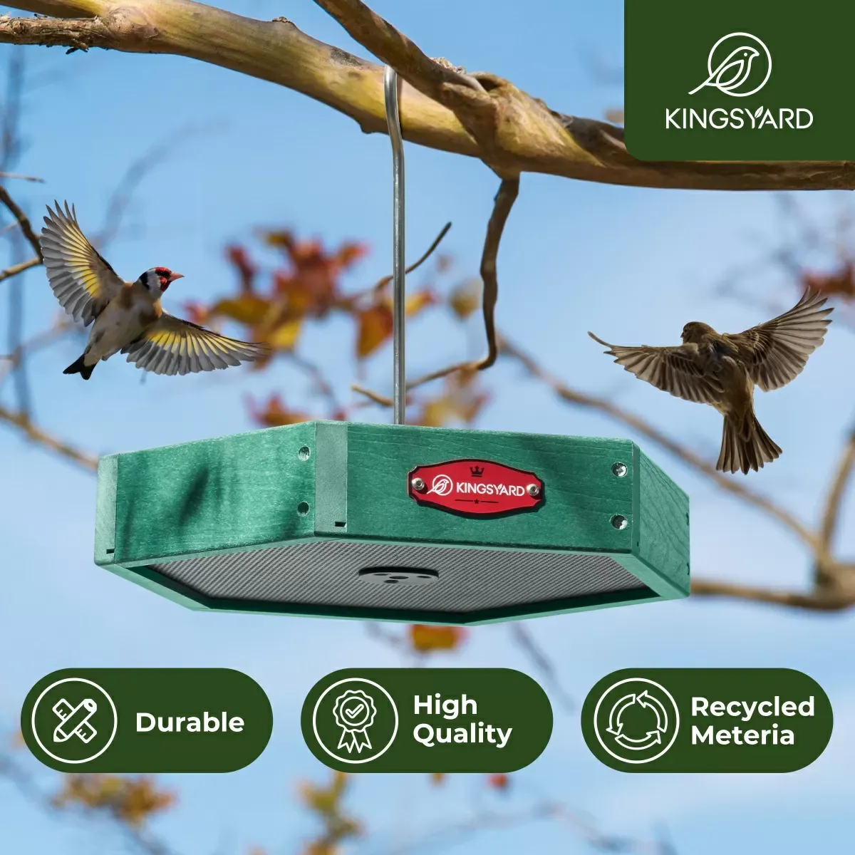 Green Kingsyard Recycled Plastic Platform Bird Feeder 6 Green Kingsyard Recycled Plastic Platform Bird Feeder 6