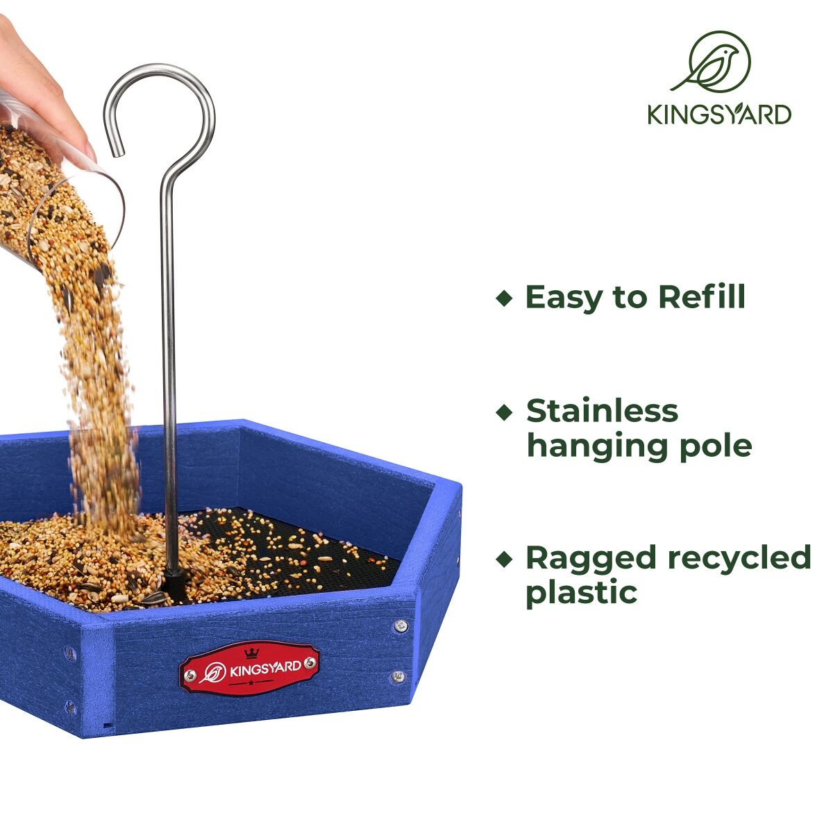 Kingsyard Recycled Plastic Platform Bird Feeder 5 Kingsyard Recycled Plastic Platform Bird Feeder 5