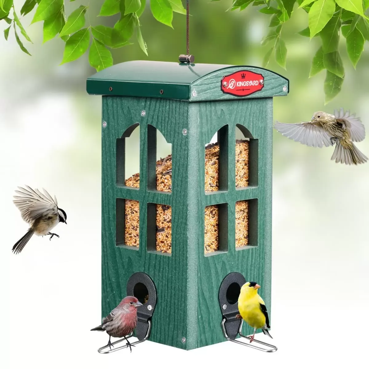 Green Kingsyard Weatherproof House Tube Bird Feeders 2 Green Kingsyard Weatherproof House Tube Bird Feeders 2