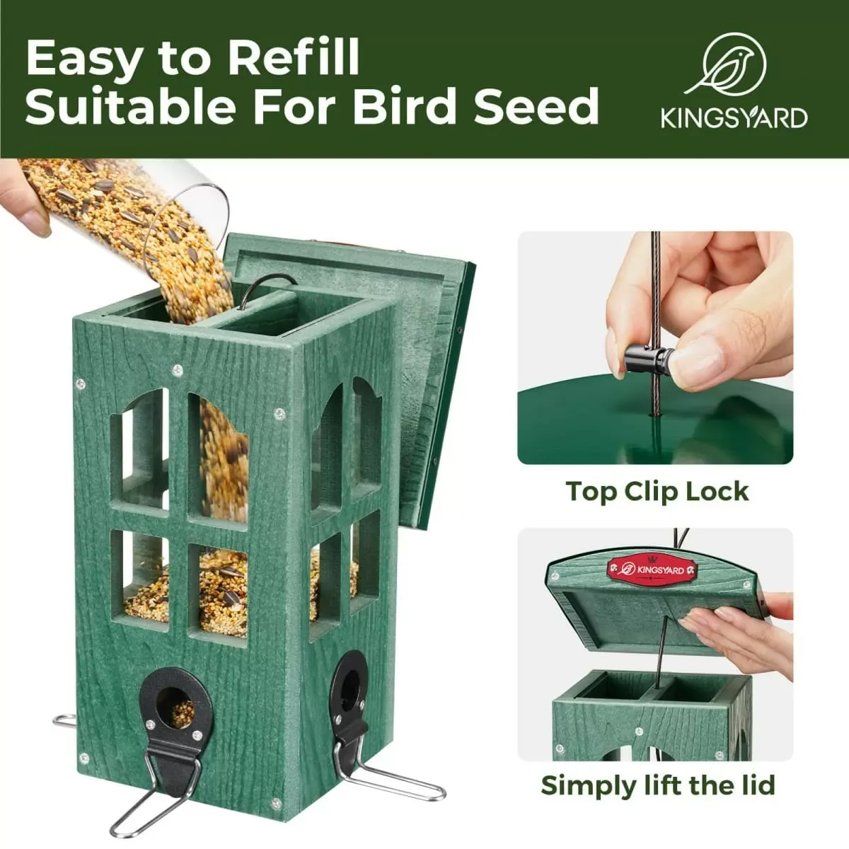 Kingsyard Weatherproof House Tube Bird Feeders 5