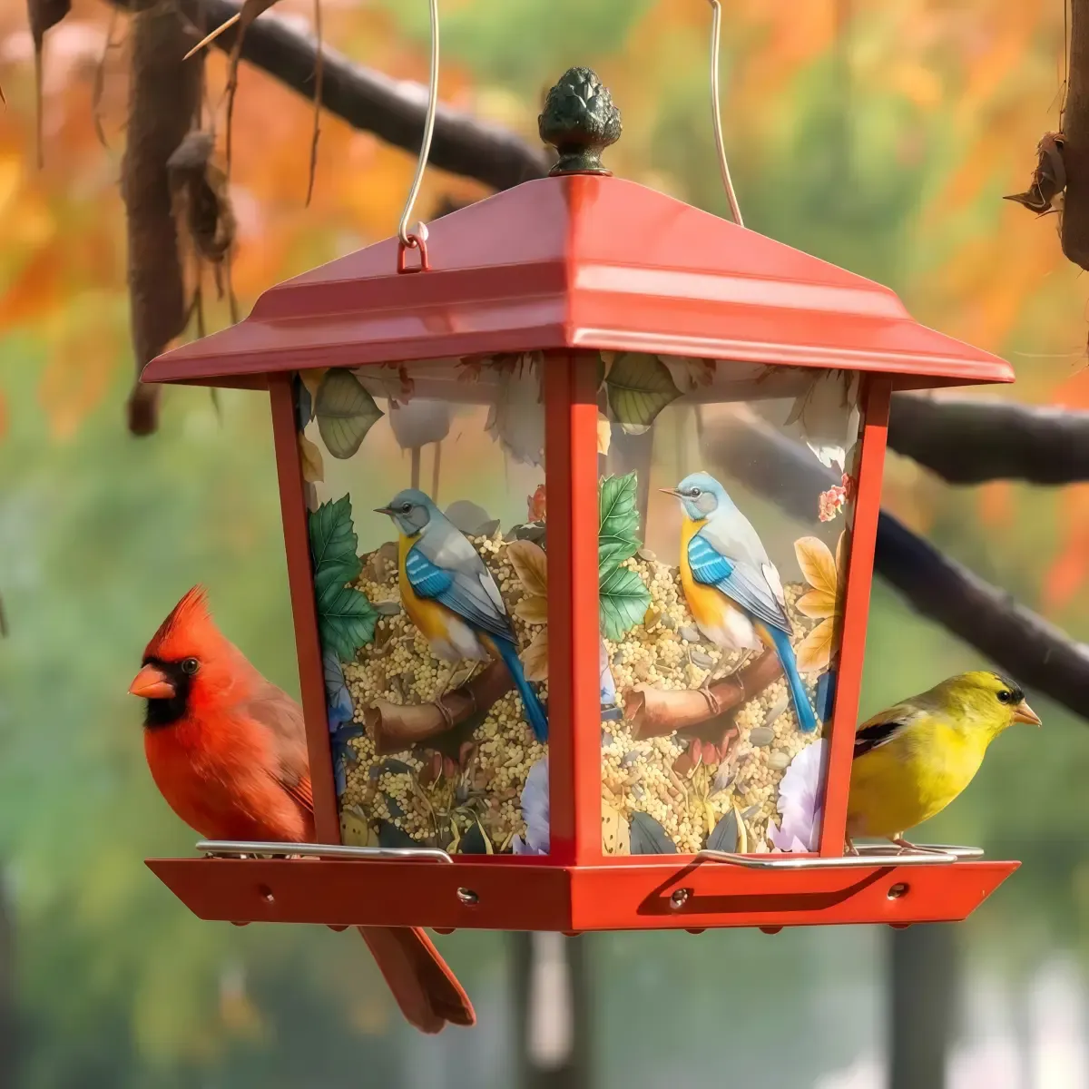 Kingsyard Decorative Hanging Hopper Bird Feeder