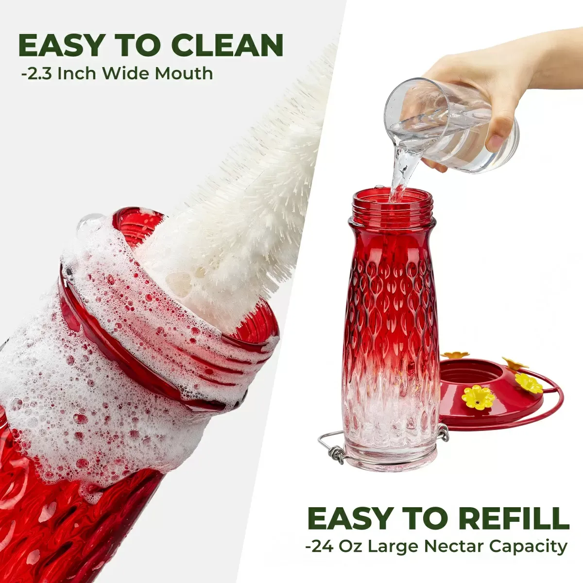 Kingsyard 24oz Glass Hummingbird Feeder with Ant Moat 5