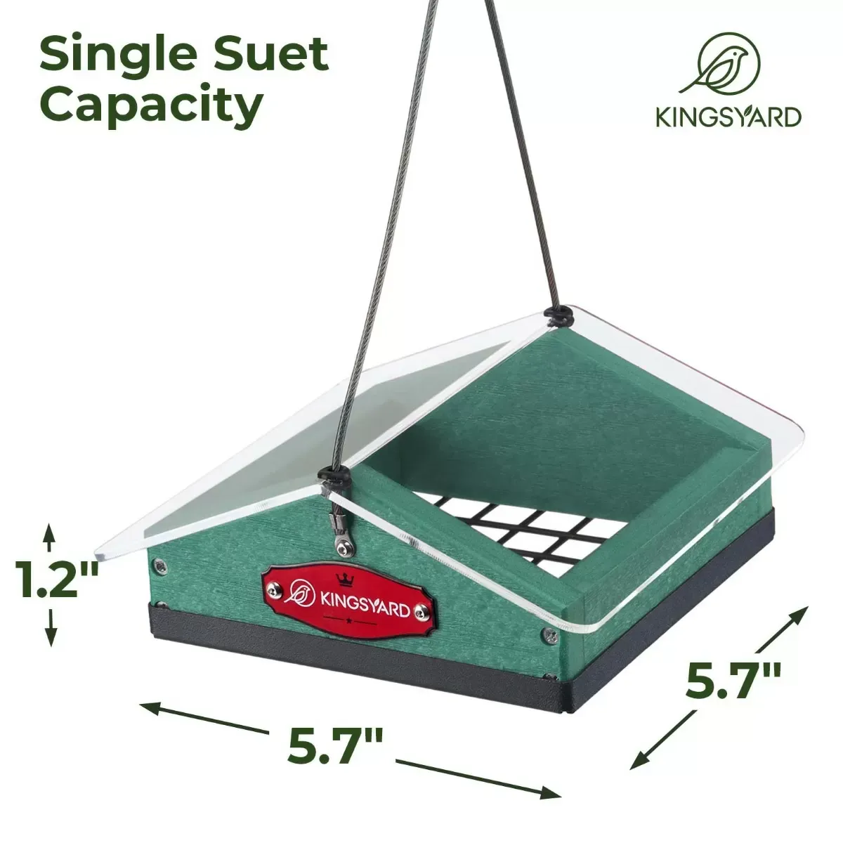 Green Kingsyard Upside Down Squirrel Proof Suet Feeder 3