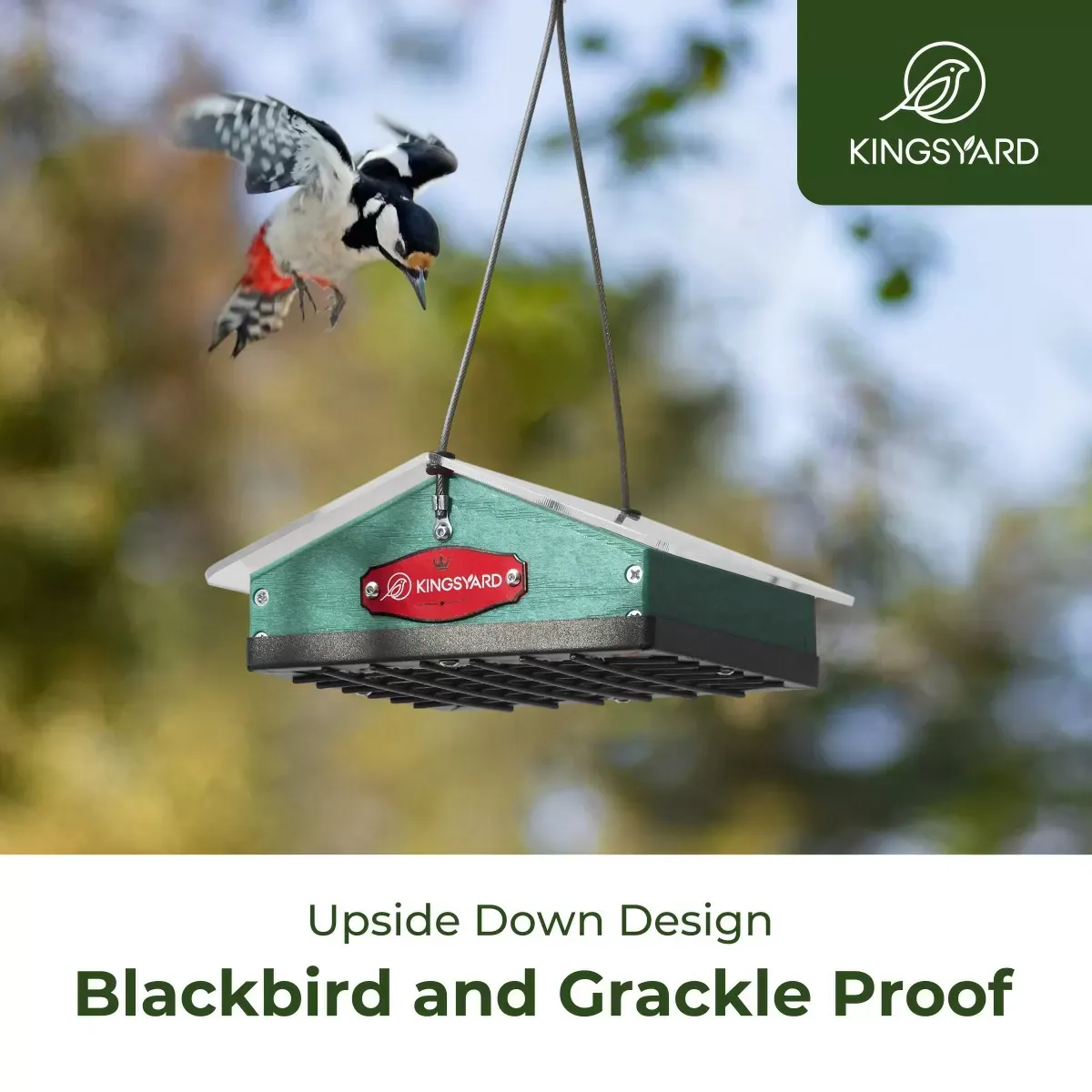 Green Kingsyard Upside Down Squirrel Proof Suet Feeder 5