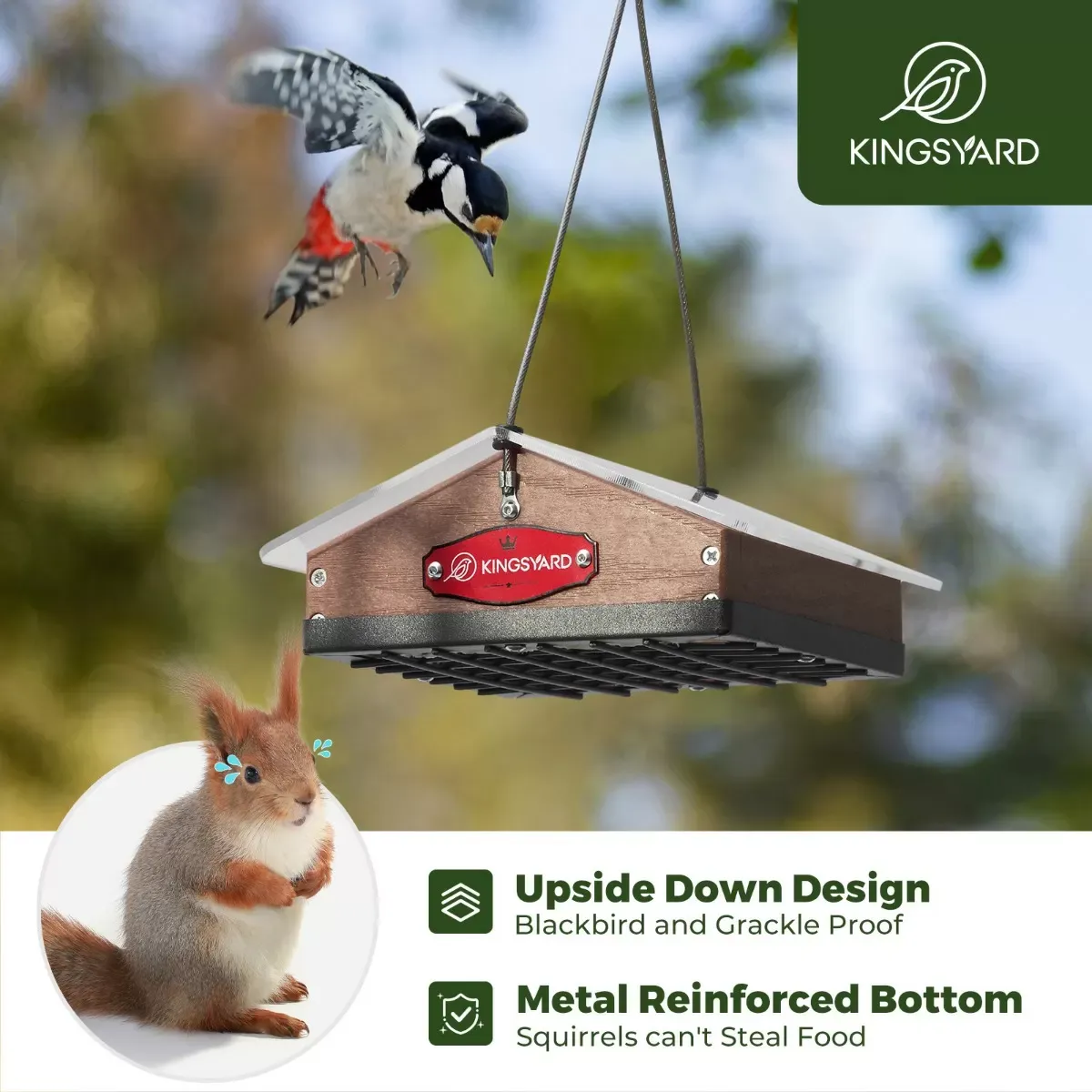 Brown Kingsyard Upside Down Squirrel Proof Suet Feeder 6