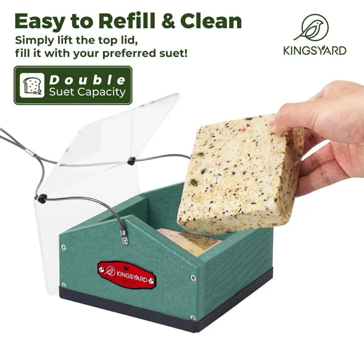 Green Kingsyard Upside Down Squirrel Proof Double Suet Feeder 4