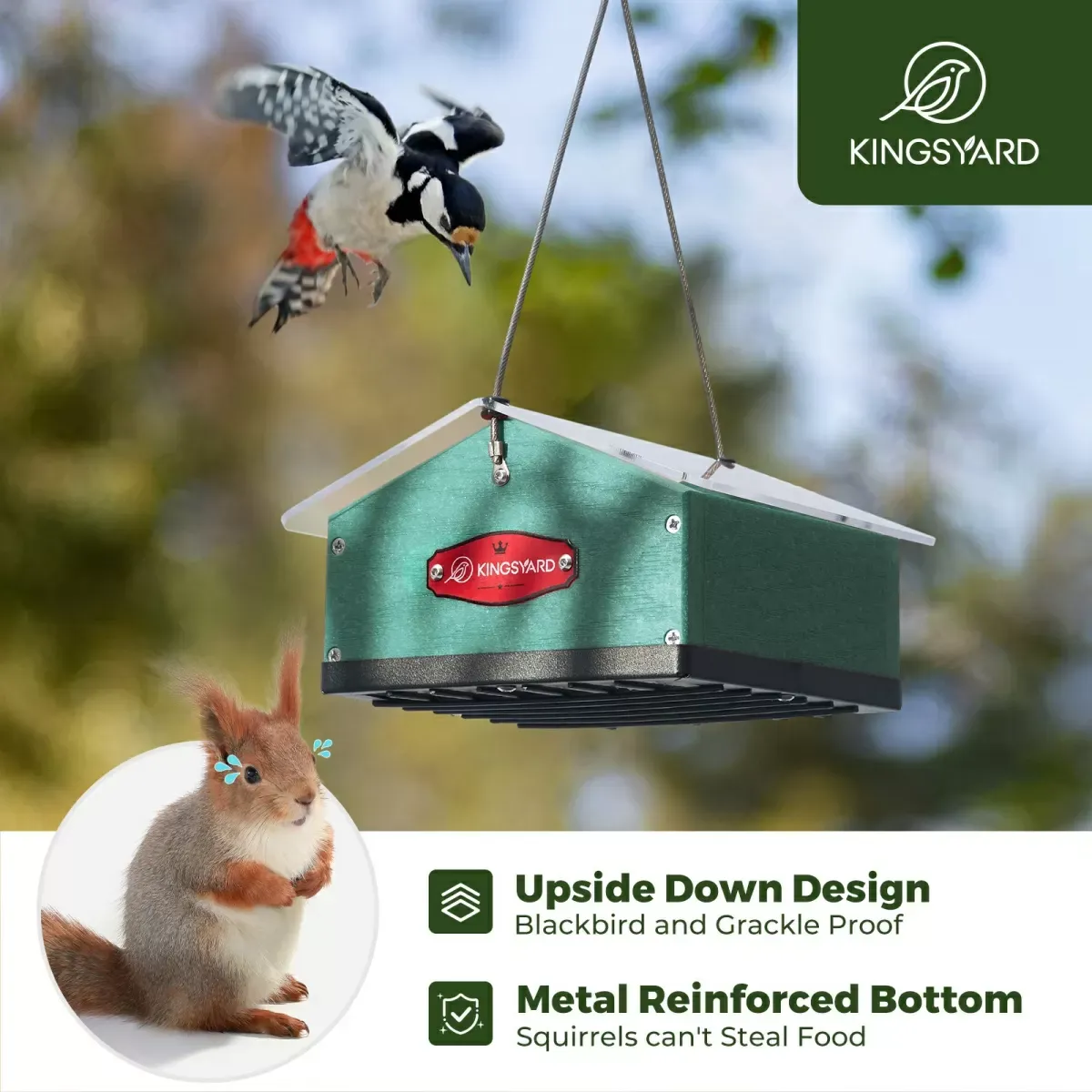Green Kingsyard Upside Down Squirrel Proof Double Suet Feeder 6