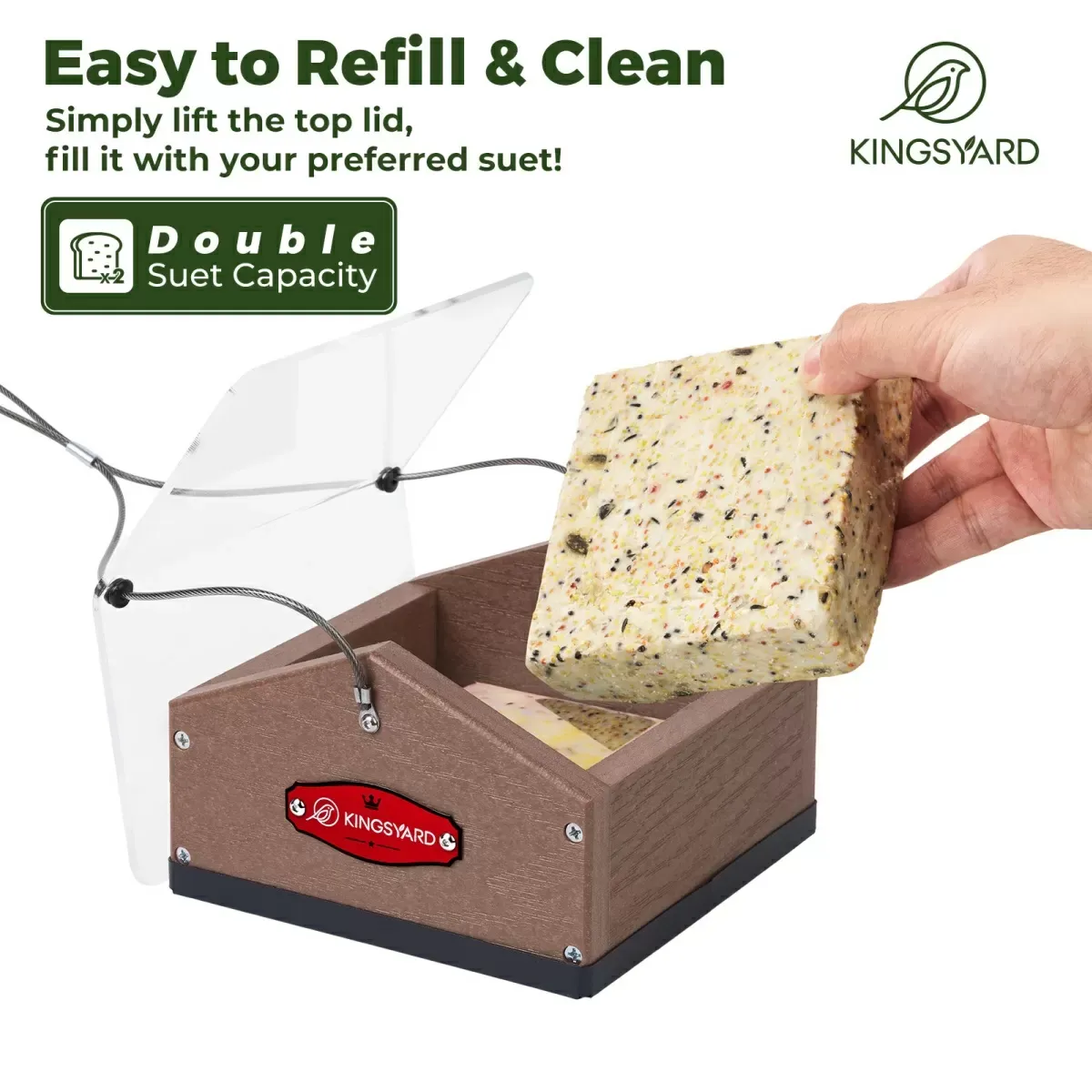 Brown Kingsyard Upside Down Squirrel Proof Double Suet Feeder 4