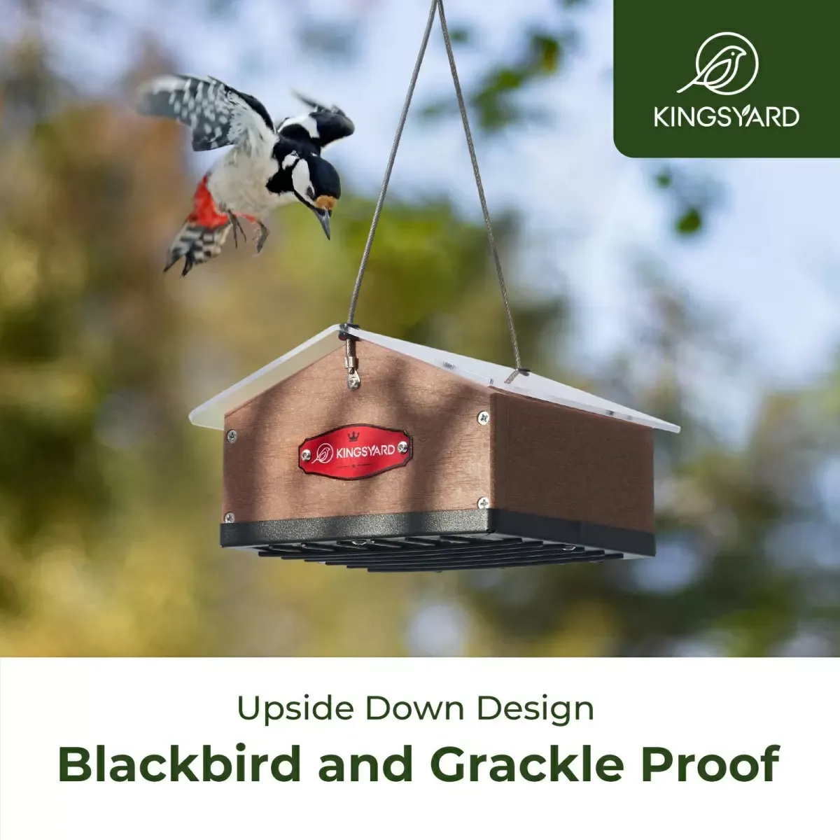 Brown Kingsyard Upside Down Squirrel Proof Double Suet Feeder 5