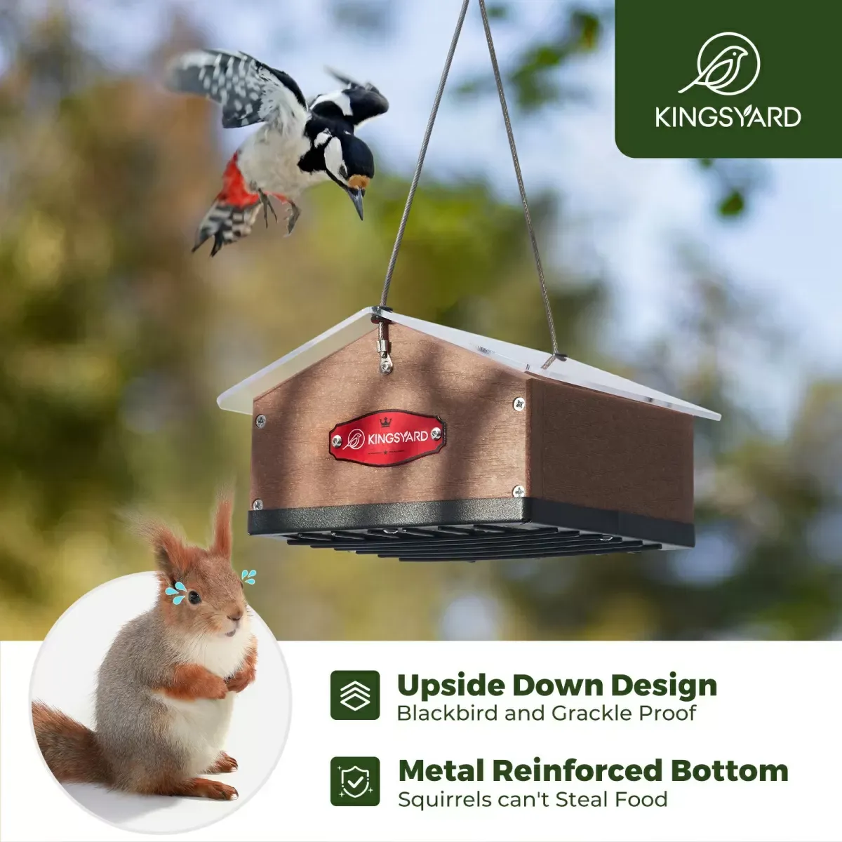 Brown Kingsyard Upside Down Squirrel Proof Double Suet Feeder 6