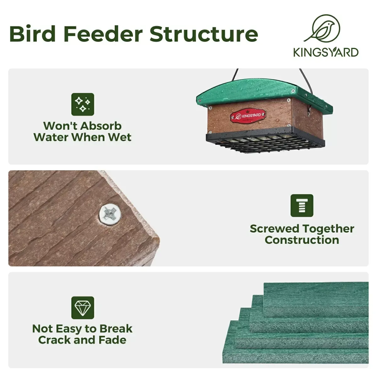 Kingsyard Recycled Plastic Upside Down Double Suet Feeder 6