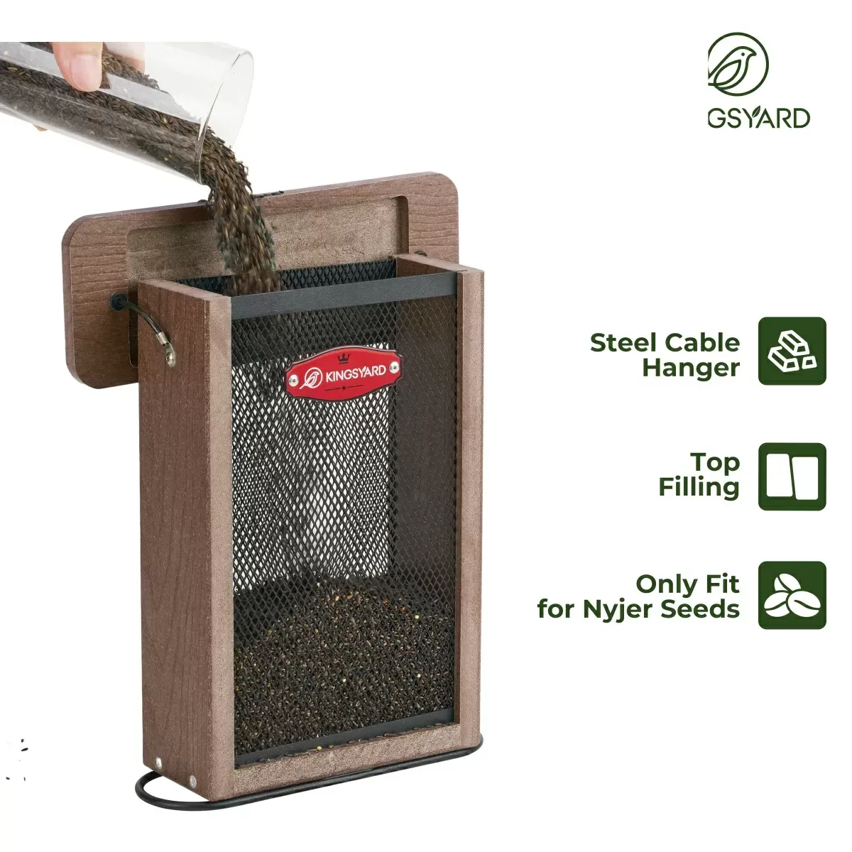 Brown Kingsyard Metal Mesh Nyjer/Thistle Bird Feeder 6