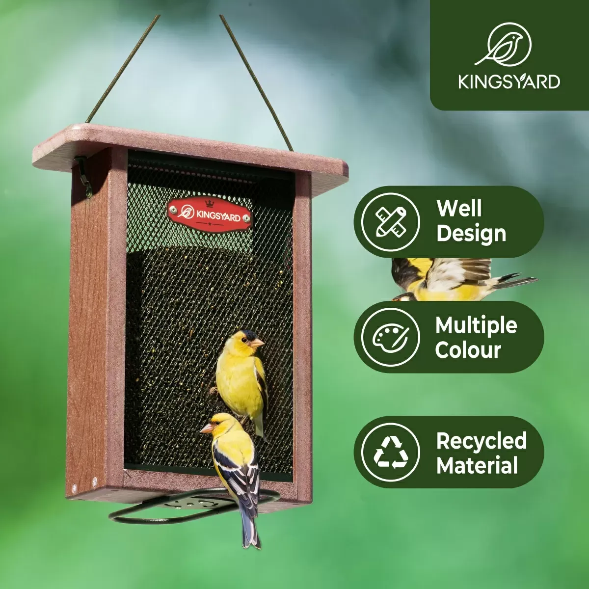 Brown Kingsyard Metal Mesh Nyjer/Thistle Bird Feeder 7